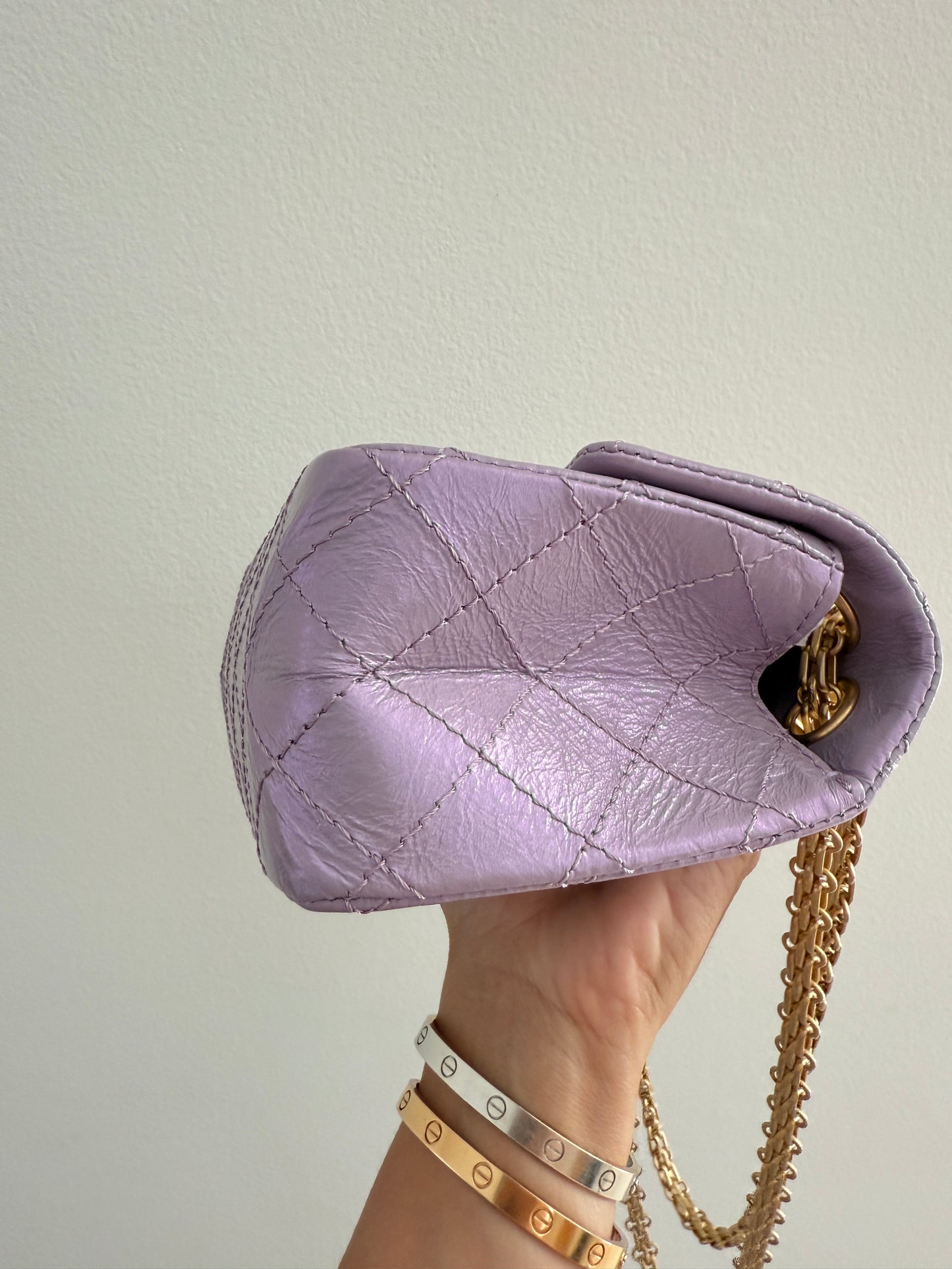 CHANEL MINI REISSUE 2.55 LAVENDER LILAC CALFSKIN LEATHER BAG GHW