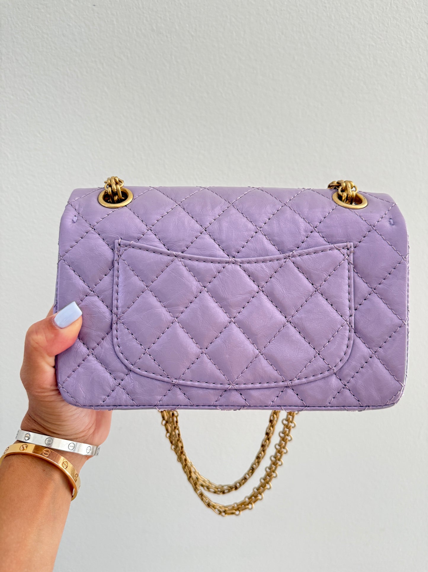 CHANEL MINI REISSUE 2.55 LAVENDER LILAC CALFSKIN LEATHER BAG GHW