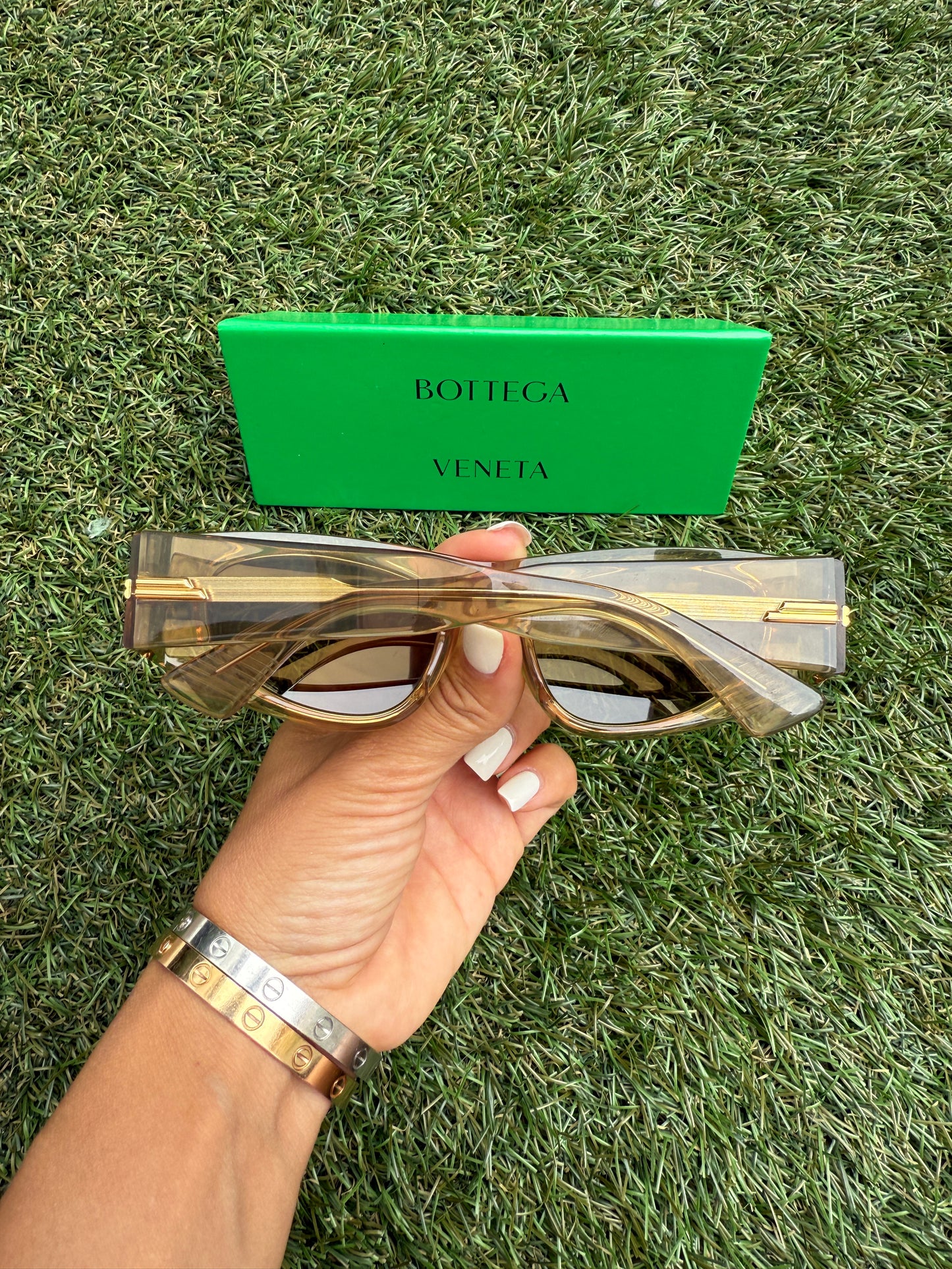 Bottega Veneta BV1144S 003 51 mm Oval Cat Eye Brown Bronze Sunglasses