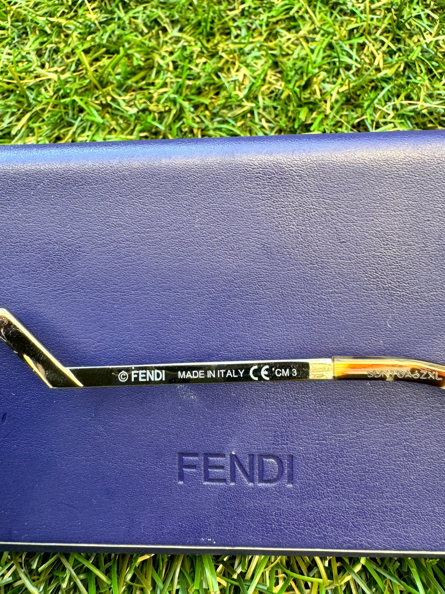 FENDI IRIDIA 52MM FF0060/S MIRRORED CAT EYE BLUE LENS YELLOW METALLIC CRYSTAL SUNGLASSES PRE-OWNED