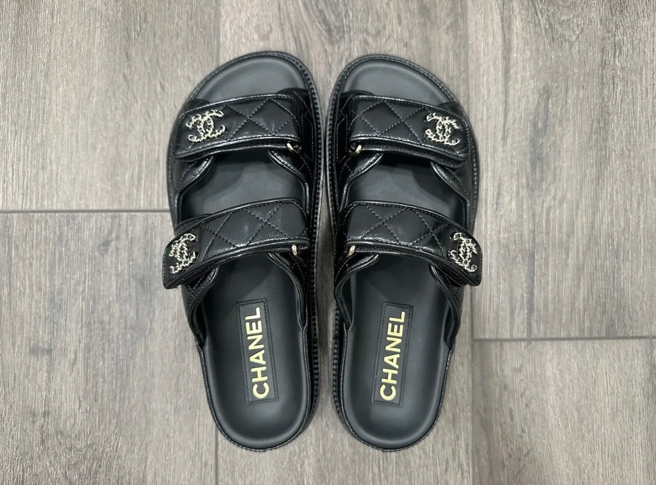 2024P CHANEL BLACK LEATHER OPEN DAD QUILTED CC LOGO SLIDE SANDALS SLIDES SHOES MULES
