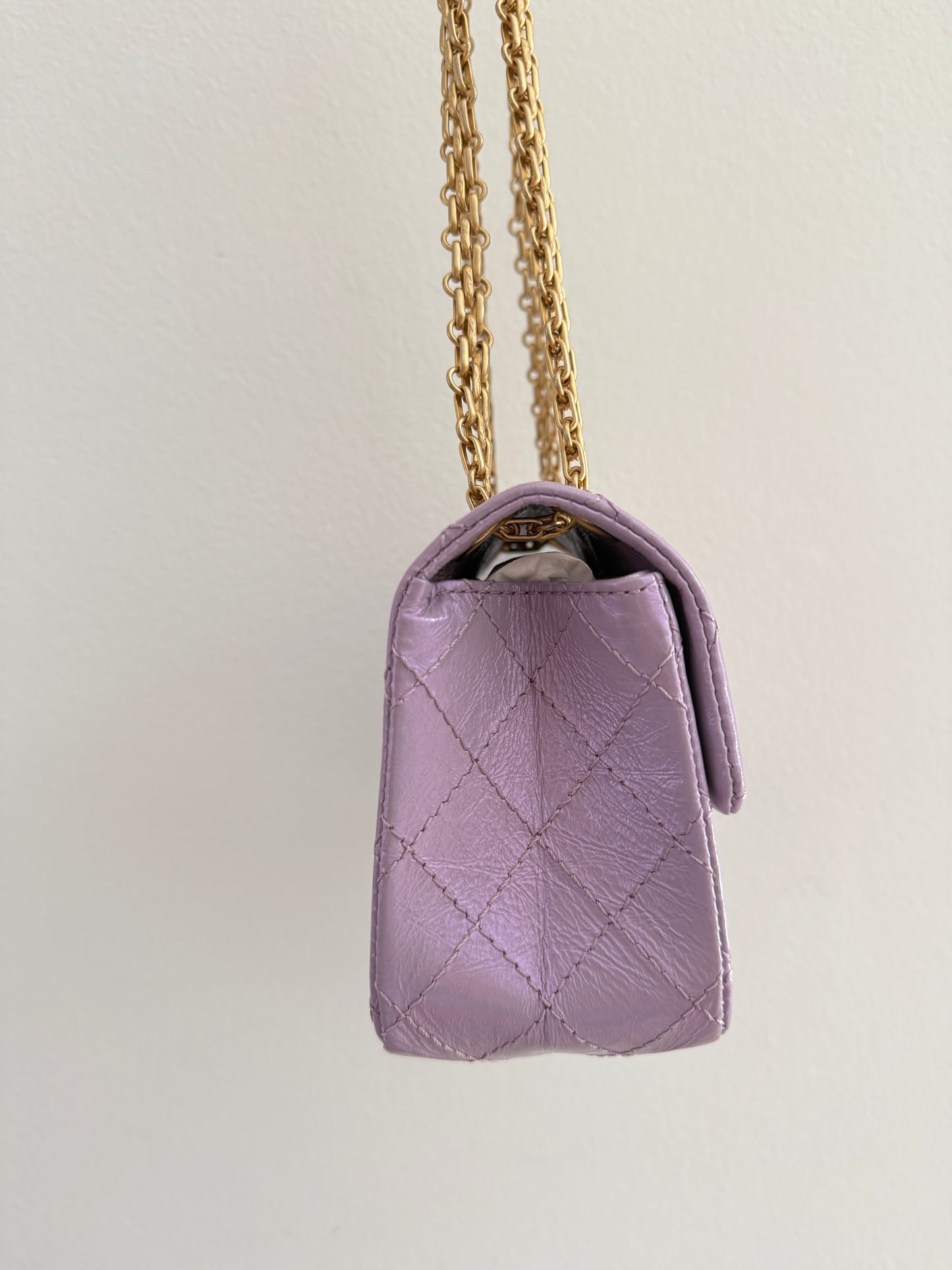 CHANEL MINI REISSUE 2.55 LAVENDER LILAC CALFSKIN LEATHER BAG GHW