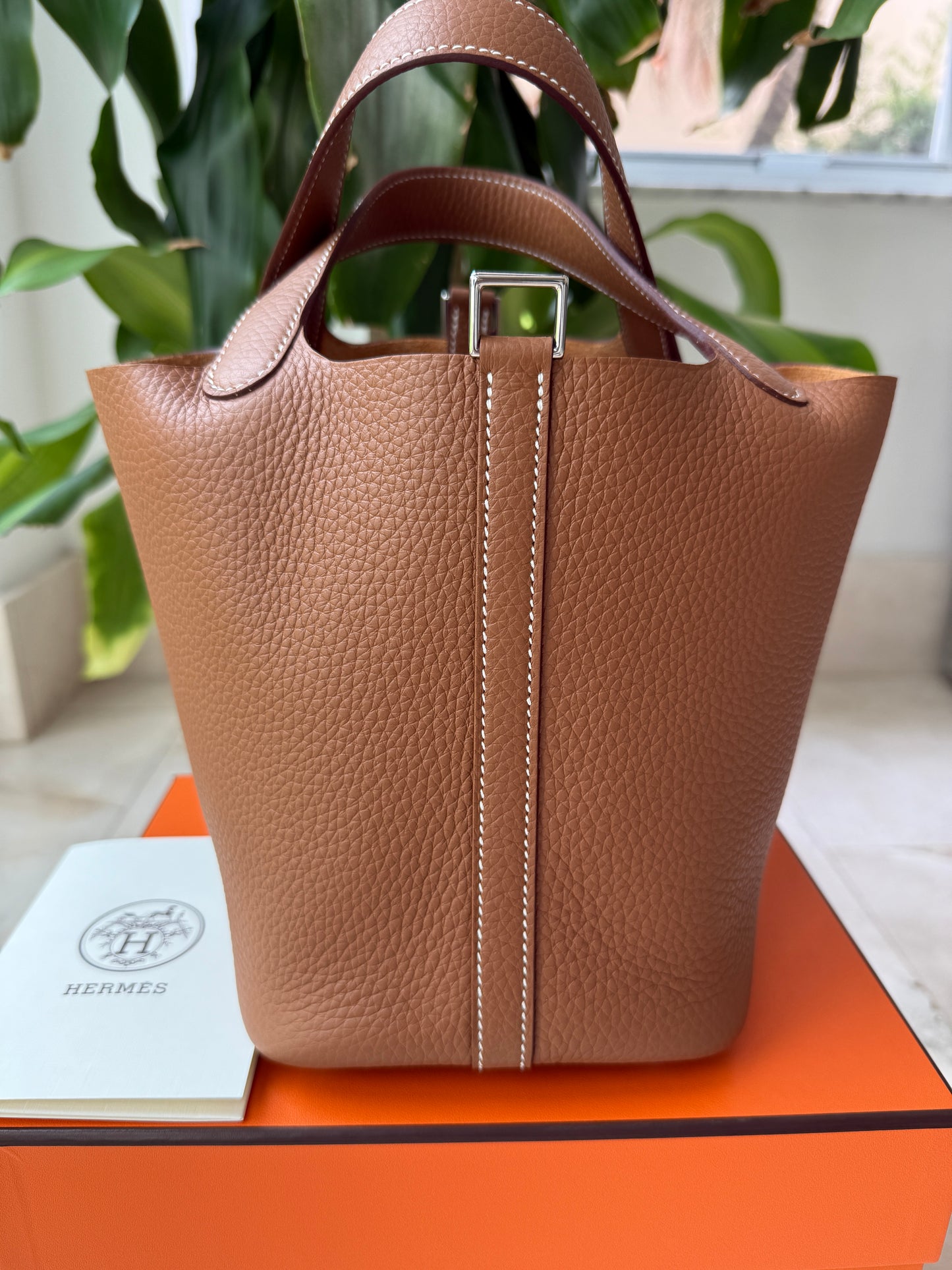 Hermès Picotin Lock 18 Gold Brown Clemence Palladium Hardware Bag Handbag