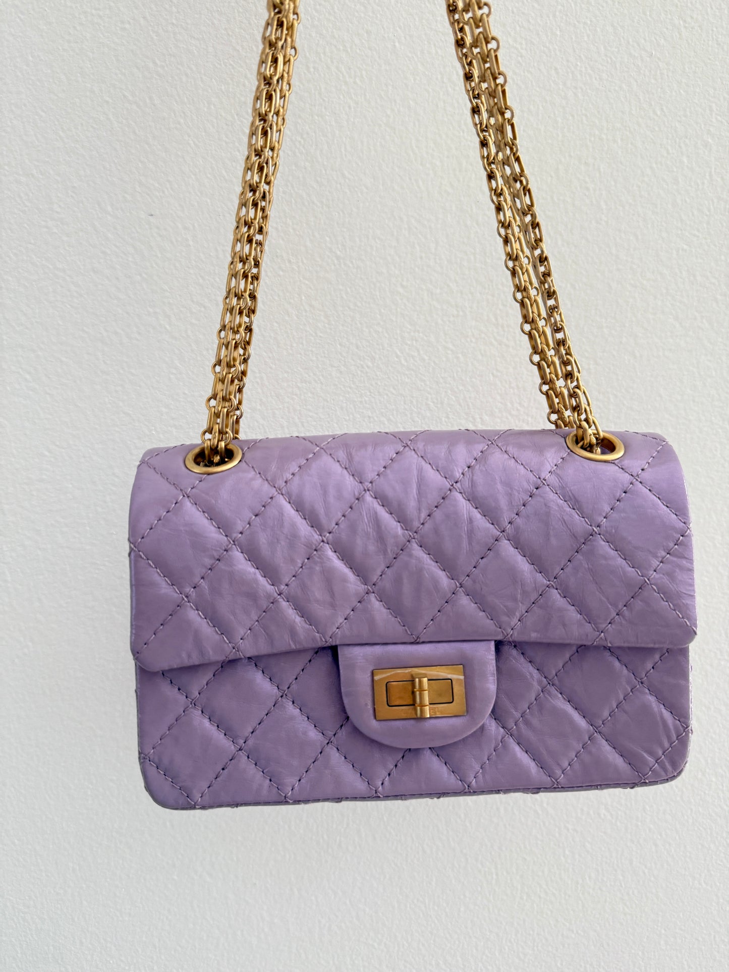 CHANEL MINI REISSUE 2.55 LAVENDER LILAC CALFSKIN LEATHER BAG GHW