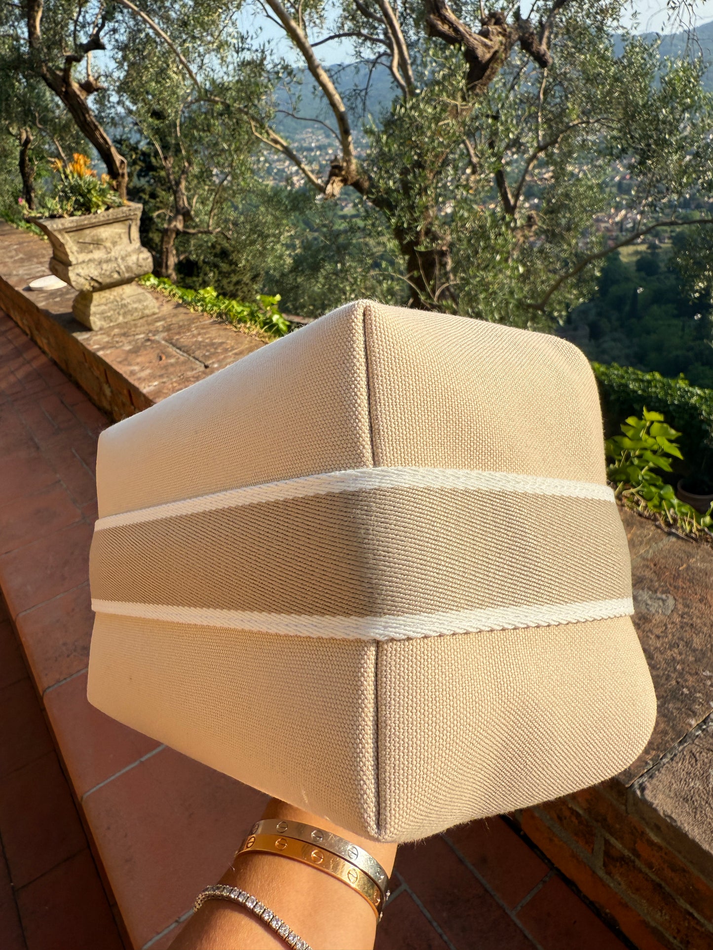 Hermes Bride a Brac Small PM Beige Taupe Naturel Canvas Beach Bag Make Up Pouch Travel Case