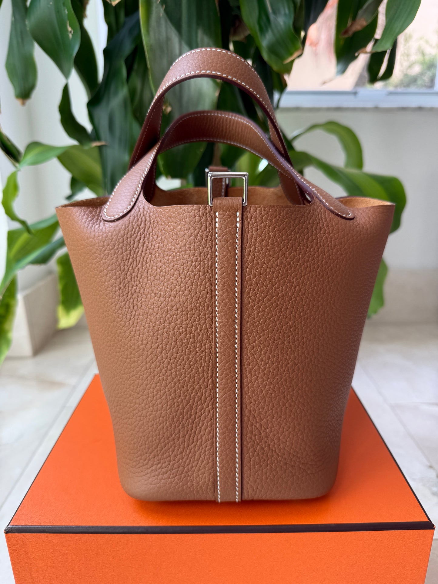 Hermès Picotin Lock 18 Gold Brown Clemence Palladium Hardware Bag Handbag