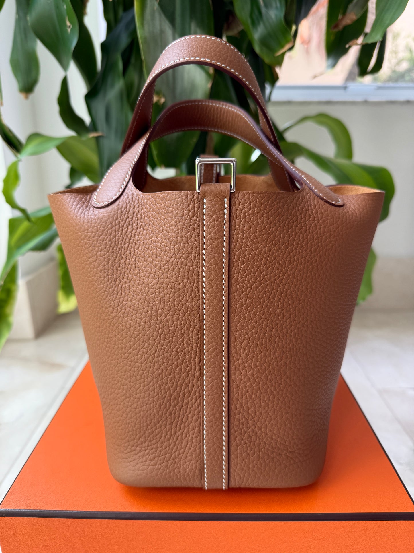Hermès Picotin Lock 18 Gold Brown Clemence Palladium Hardware Bag Handbag