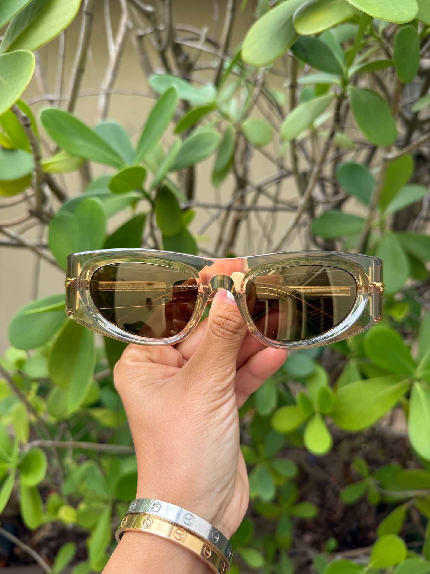 Bottega Veneta BV1144S 003 51 mm Oval Cat Eye Brown Bronze Sunglasses