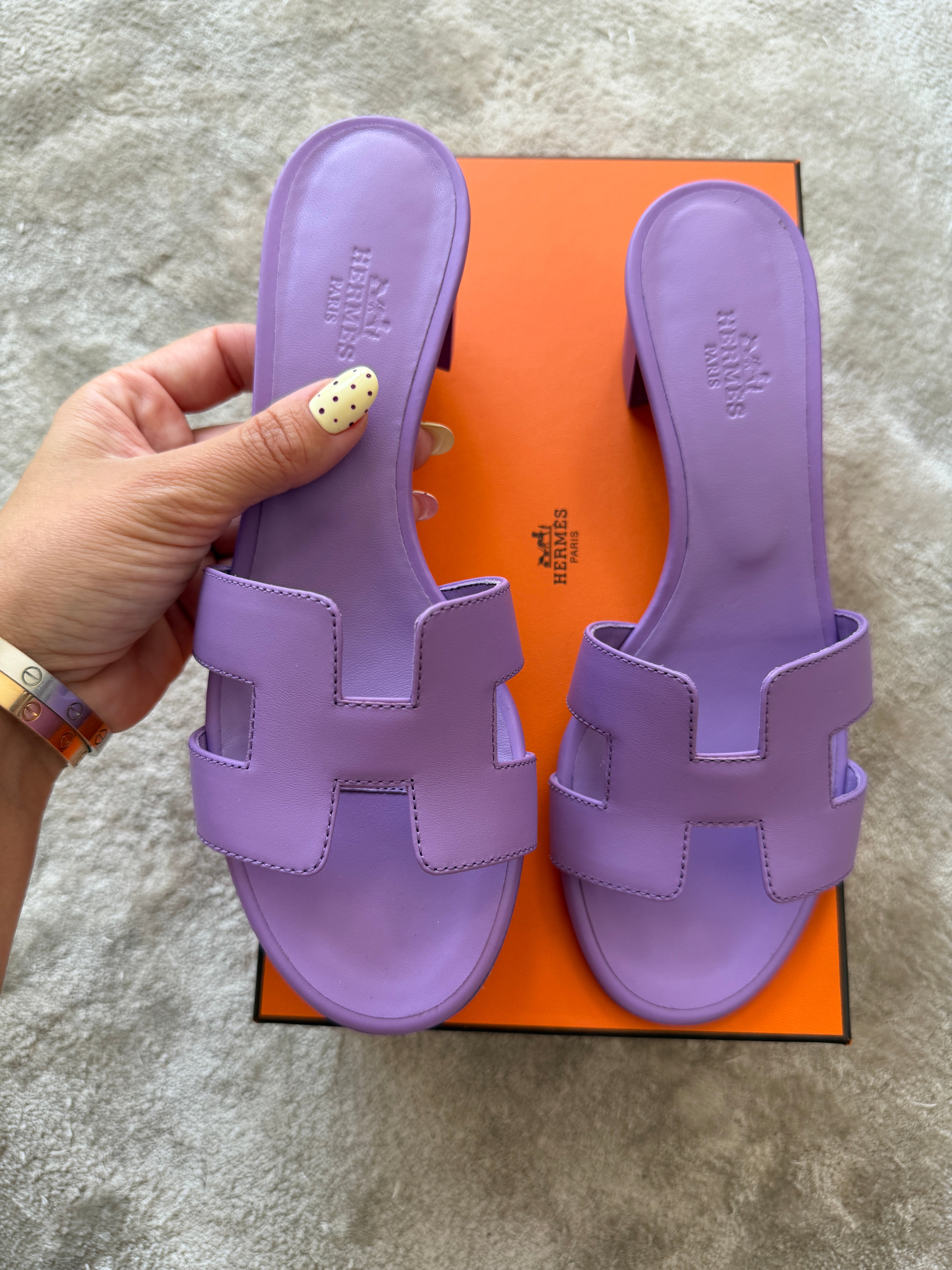 HERMES H OASIS VIOLET PARME SANDALS MULE FLIP FLOPS SHOES SLIDES