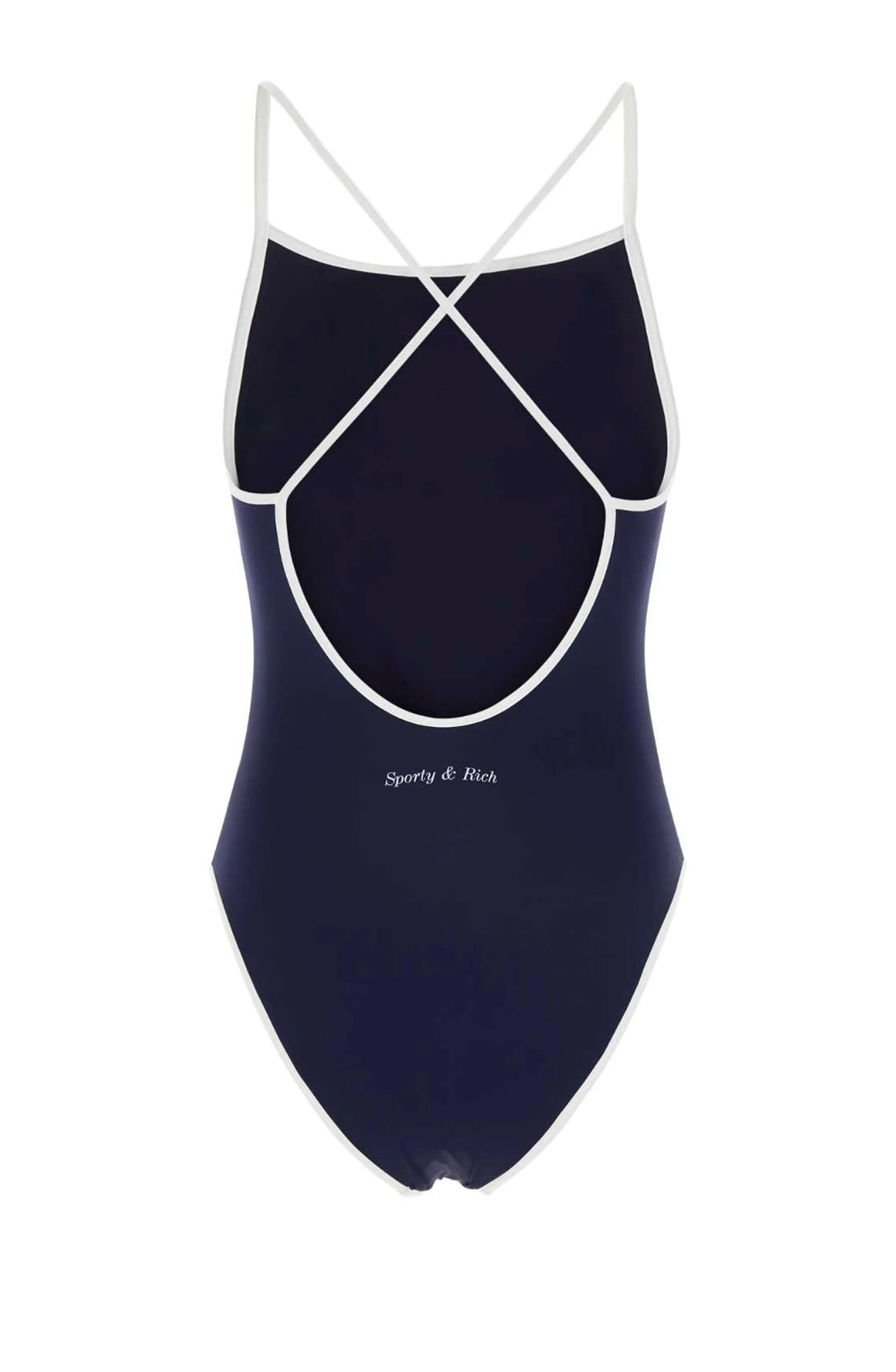 Sporty and Rich Eden-Roc Hotel Du Cap Navy Blue Crest One Piece Swimsut