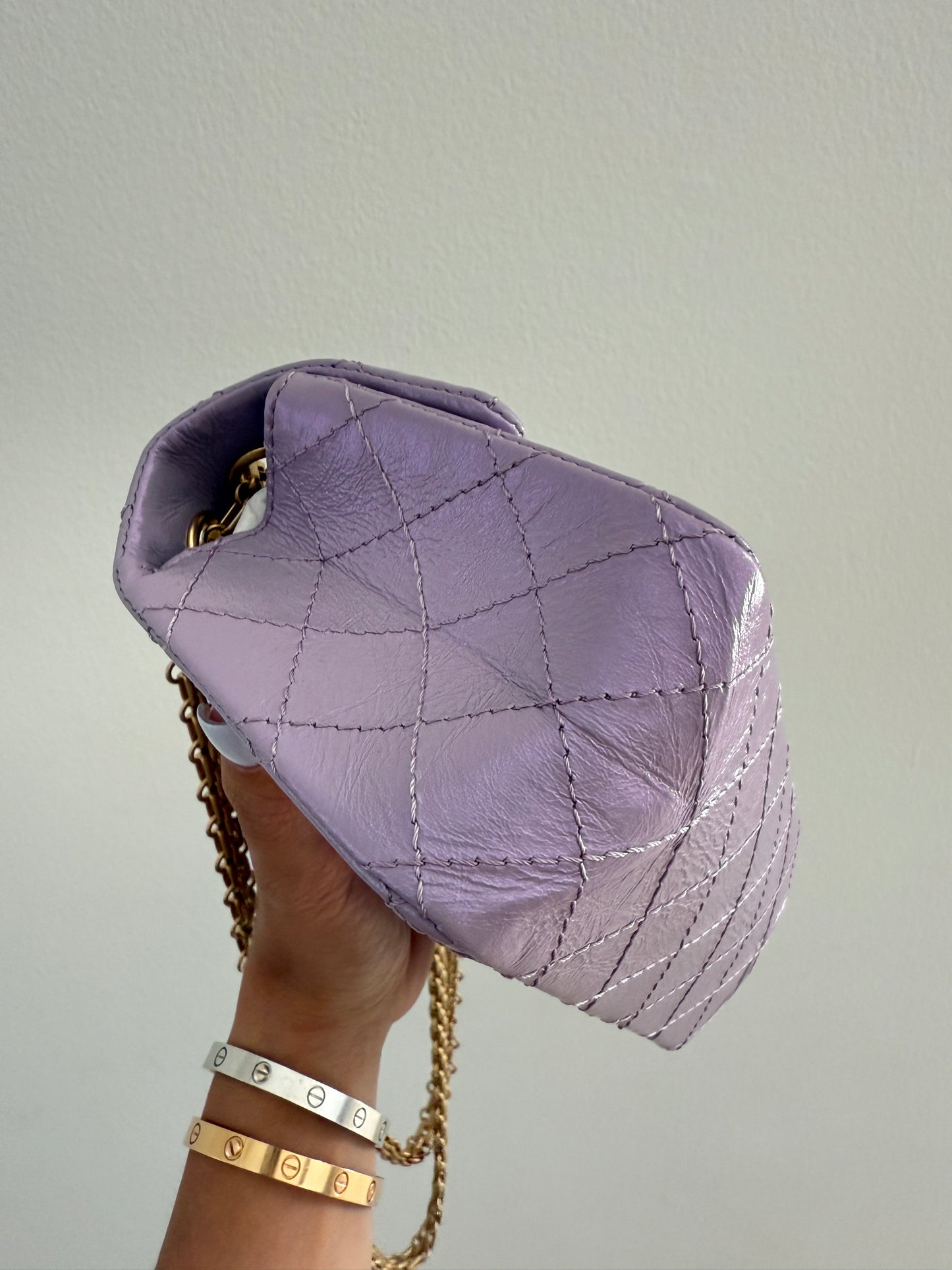 CHANEL MINI REISSUE 2.55 LAVENDER LILAC CALFSKIN LEATHER BAG GHW