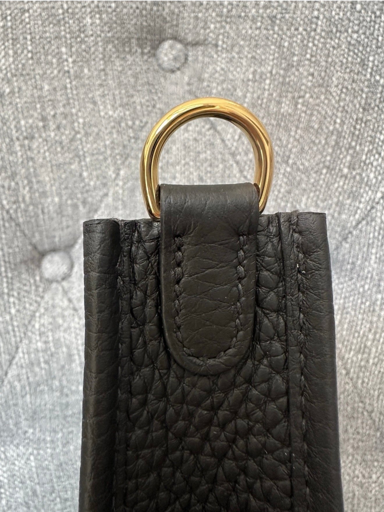 2025 HERMES MINI EVELYNE TPM 16 BLACK NOIR CALFSKIN LEATHER GOLD HARDWARE BAG GHW