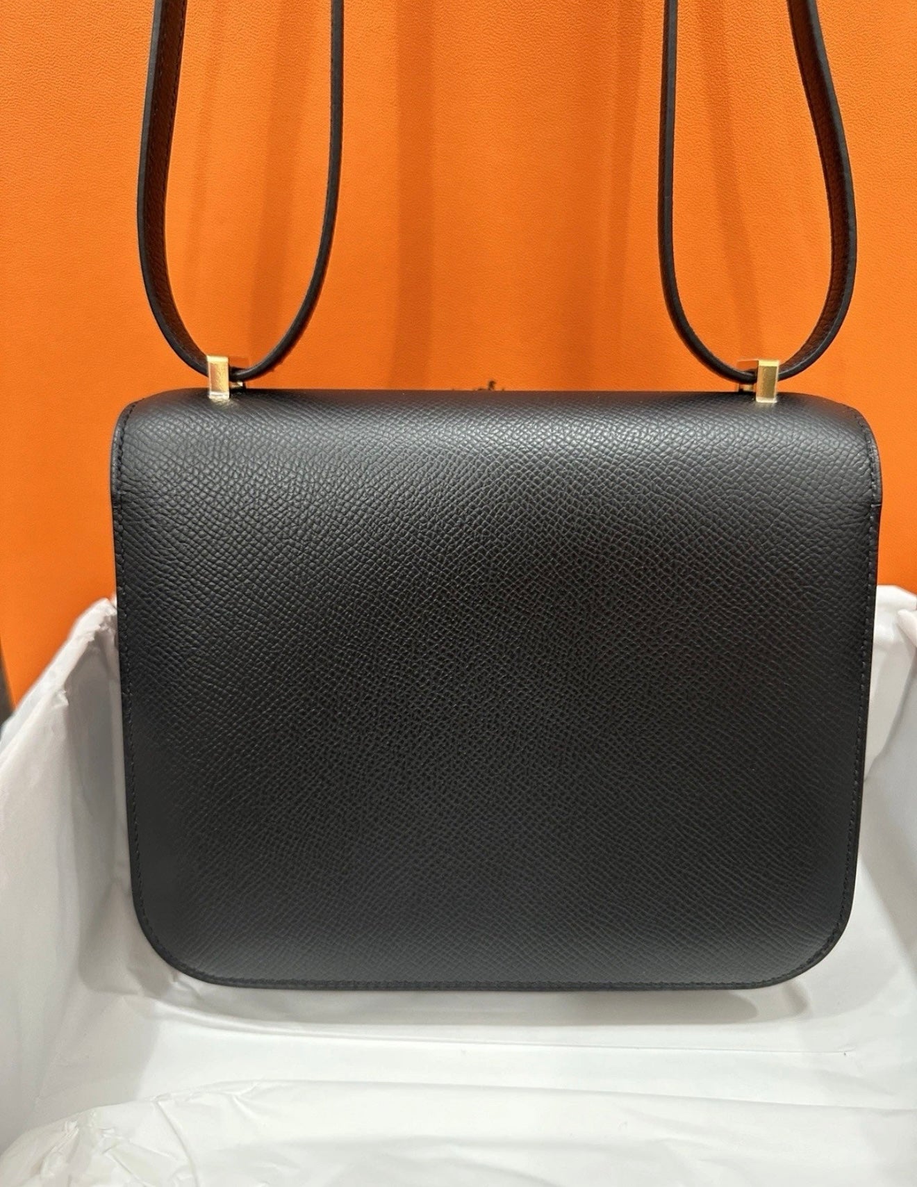 Hermes Constance 18 Mini Black Noir Epsom Leather Gold Hardware GHW Flap Shoulder Cross Body Bag Purse