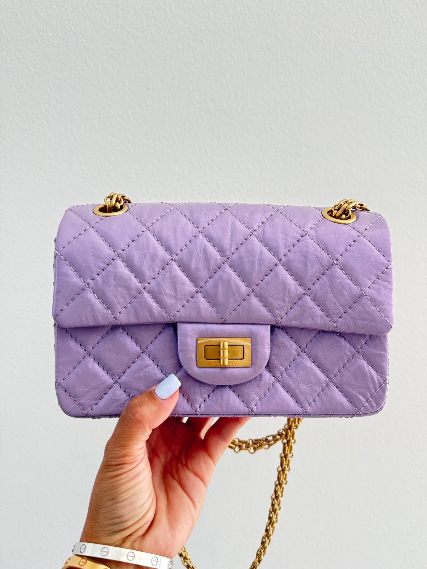 CHANEL MINI REISSUE 2.55 LAVENDER LILAC CALFSKIN LEATHER BAG GHW