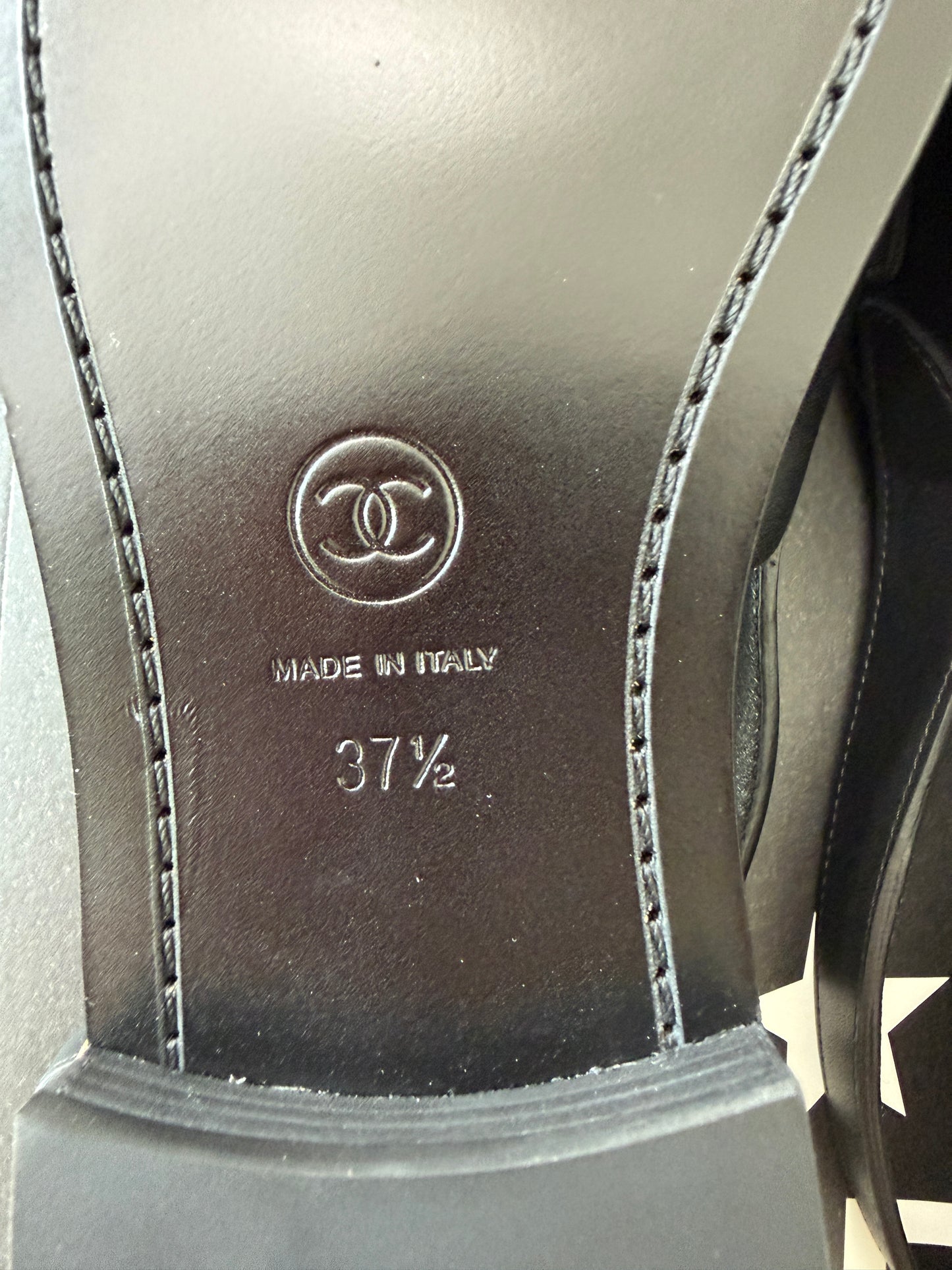 Chanel Metiers D’art 26 Strass CC Logo Black Leather Slingback Loafers Flats