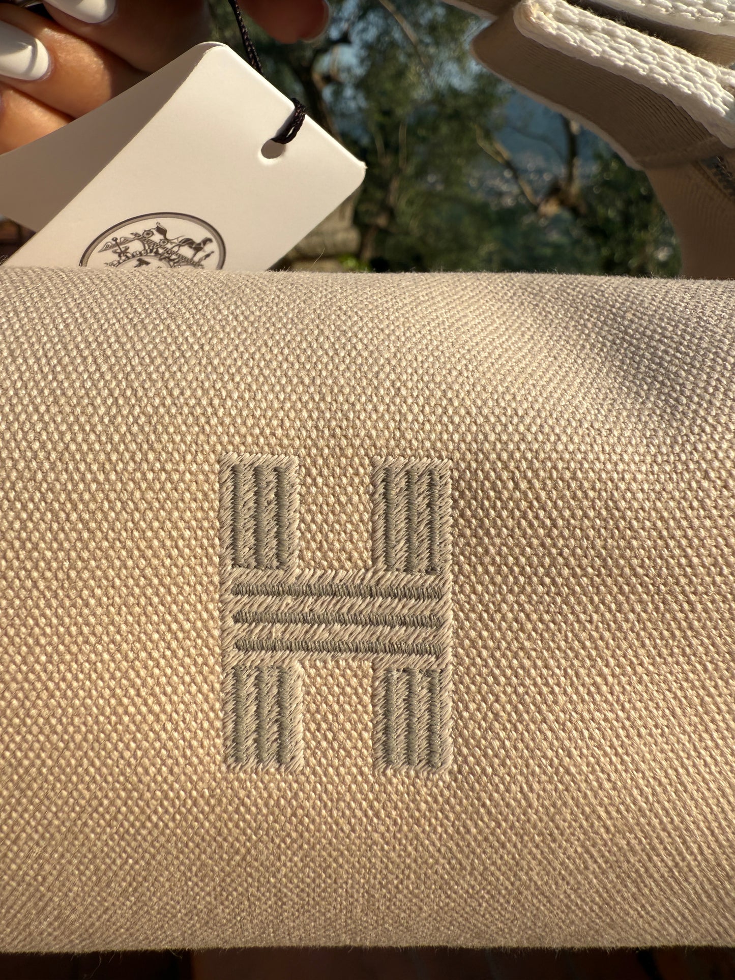 Hermes Bride a Brac Small PM Beige Taupe Naturel Canvas Beach Bag Make Up Pouch Travel Case