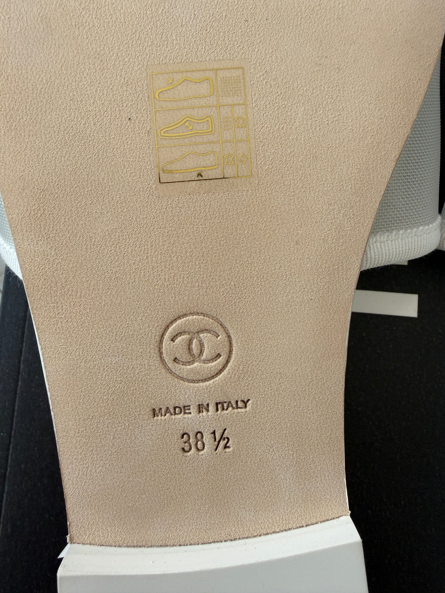 Chanel Blazy White Mesh Black Beads CC Logo Slides Sandals Mules Slide Flats