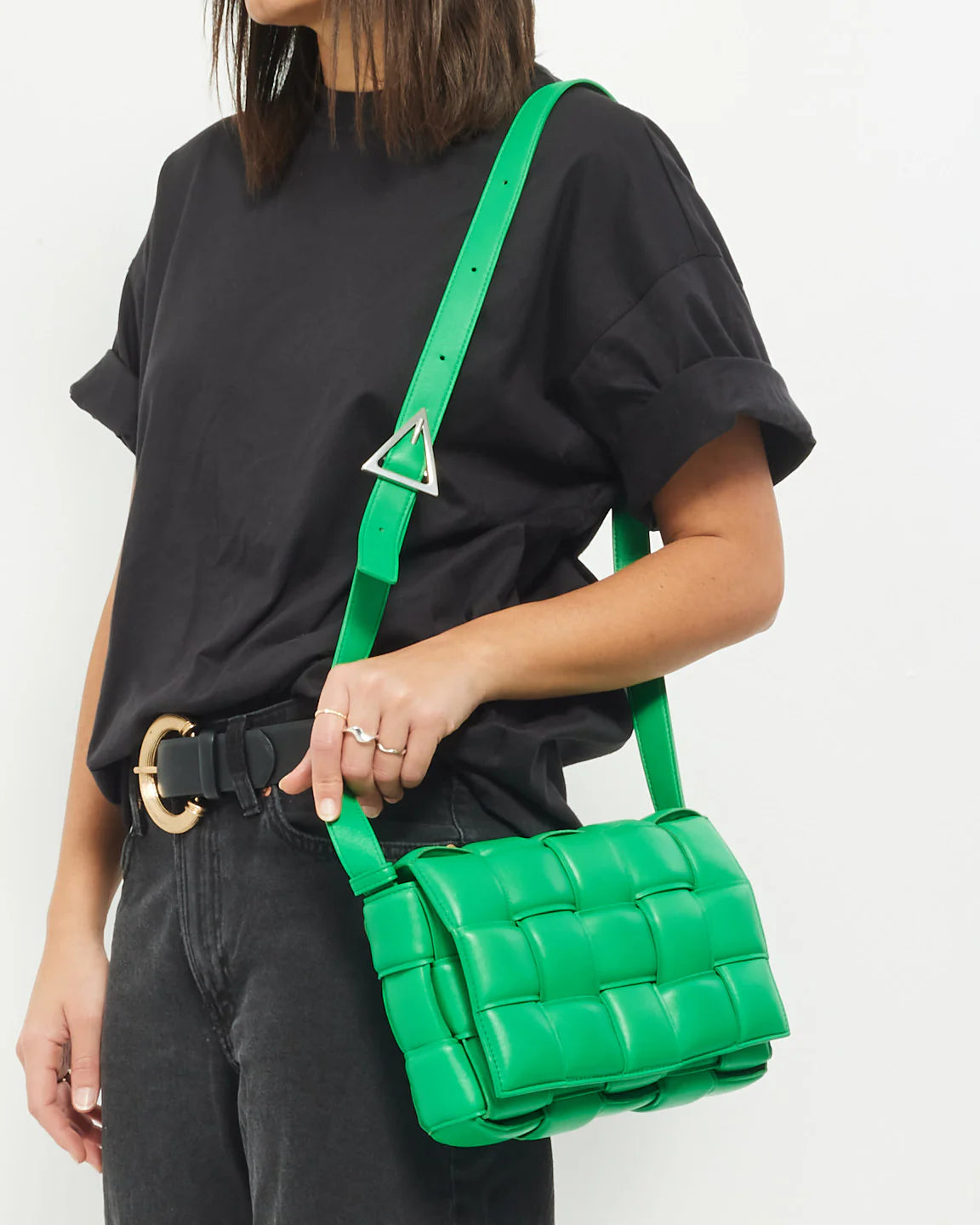 BOTTEGA VENETA PARAKEET GRASS GREEN INTRECCIATO PADDED CASSETTE BAG CROSSBODY HANDBAG