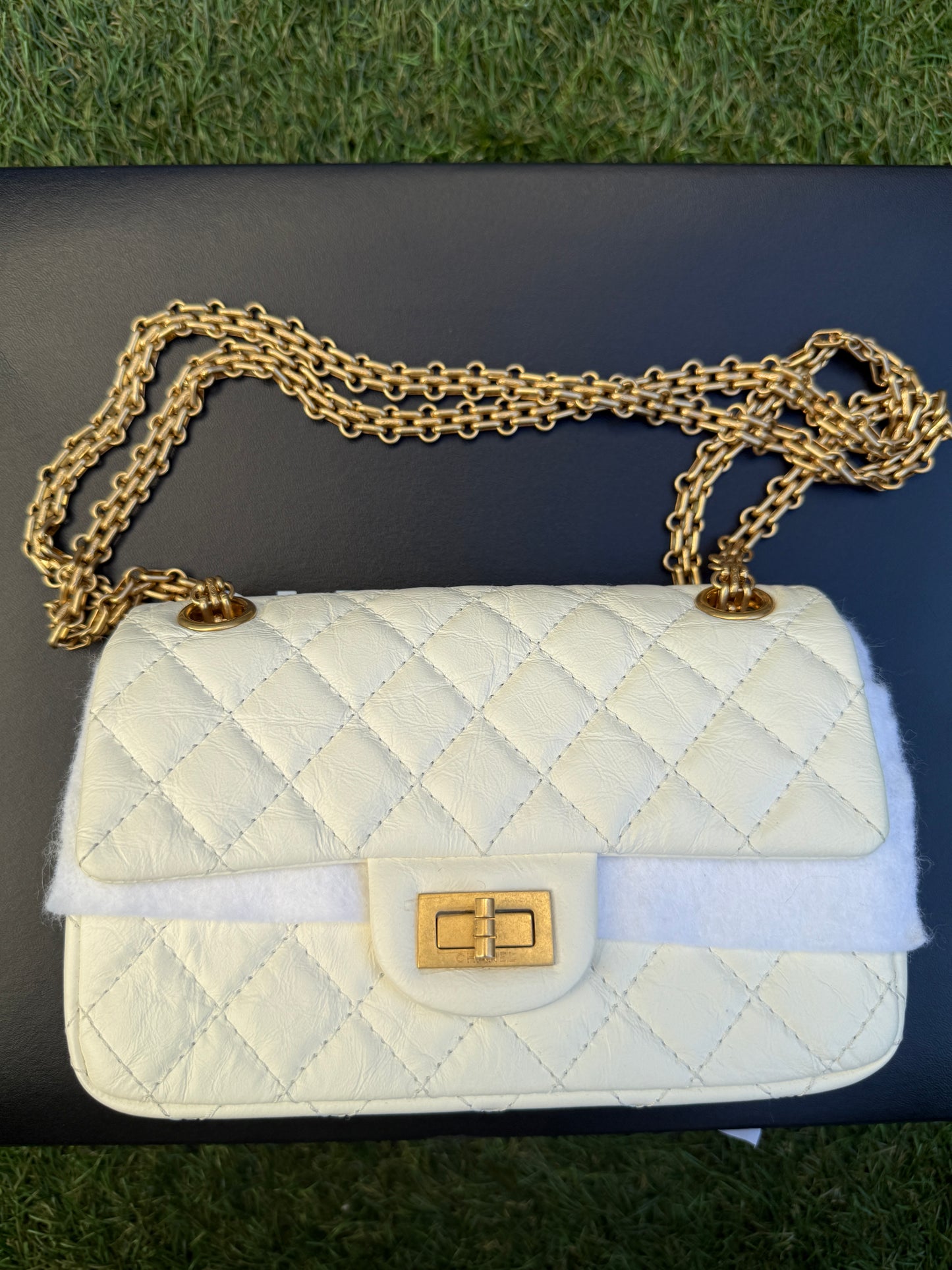 CHANEL 2.55 REISSUE MINI RECTANGULAR FLAP BAG NAVY QUILTED CALFSKIN LEATHER GHW