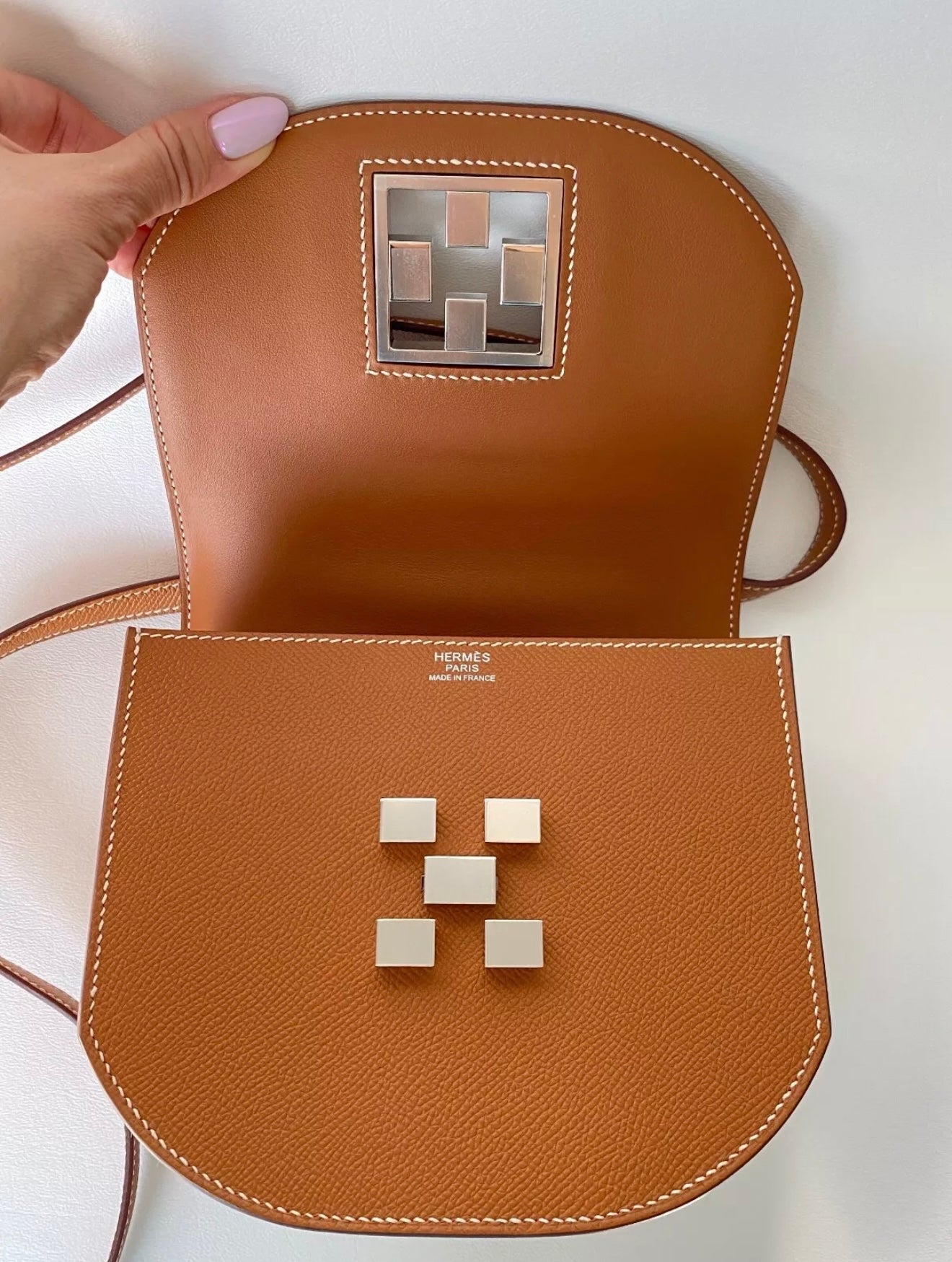 HERMES Mosaique Gold Epsom Leather Mini Bag 18 MINI SIZE PHW