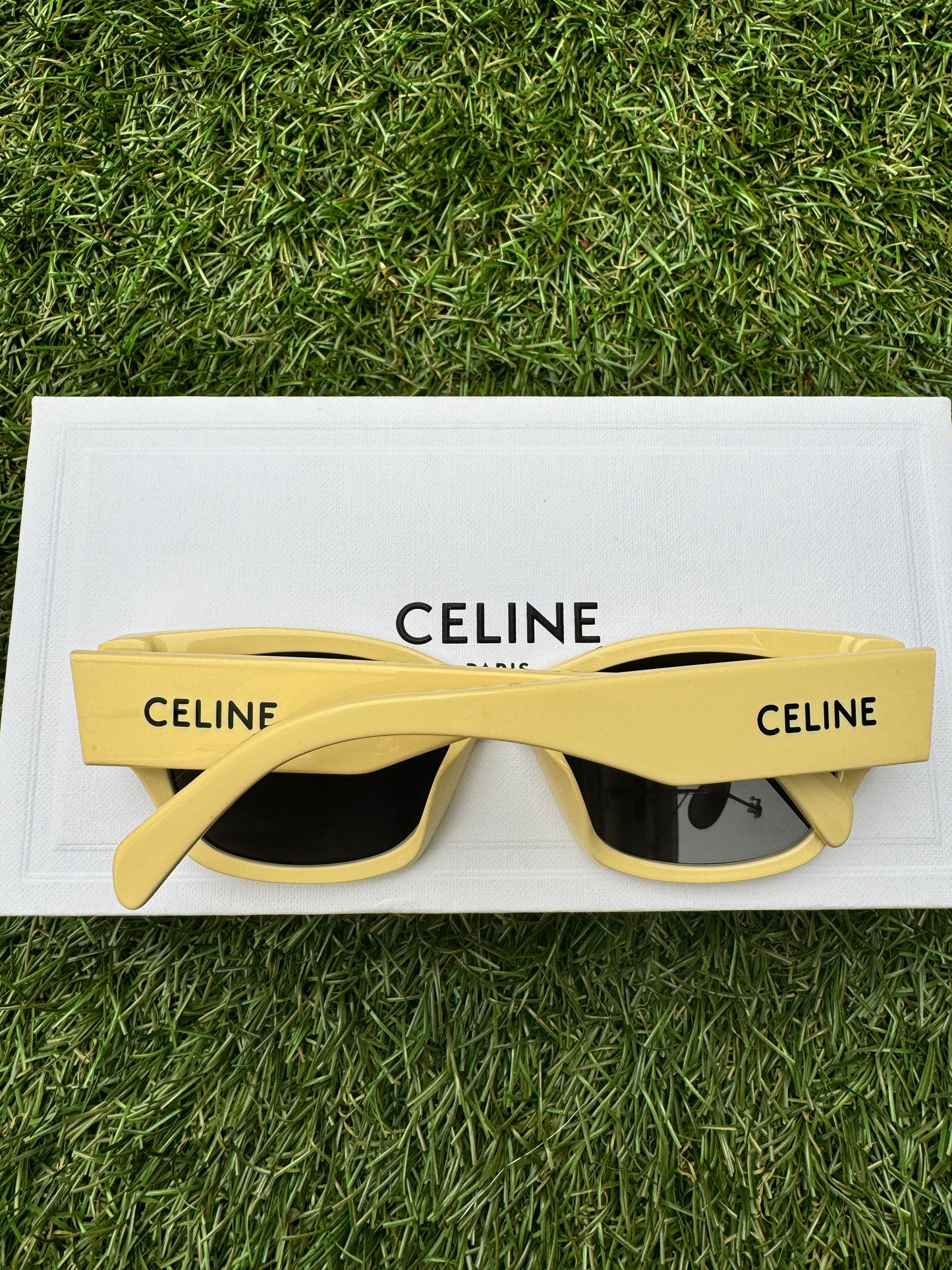 Celine MONOCHROMS CL40197U 39A Cat Eye Yellow Grey Lens Sunglasses