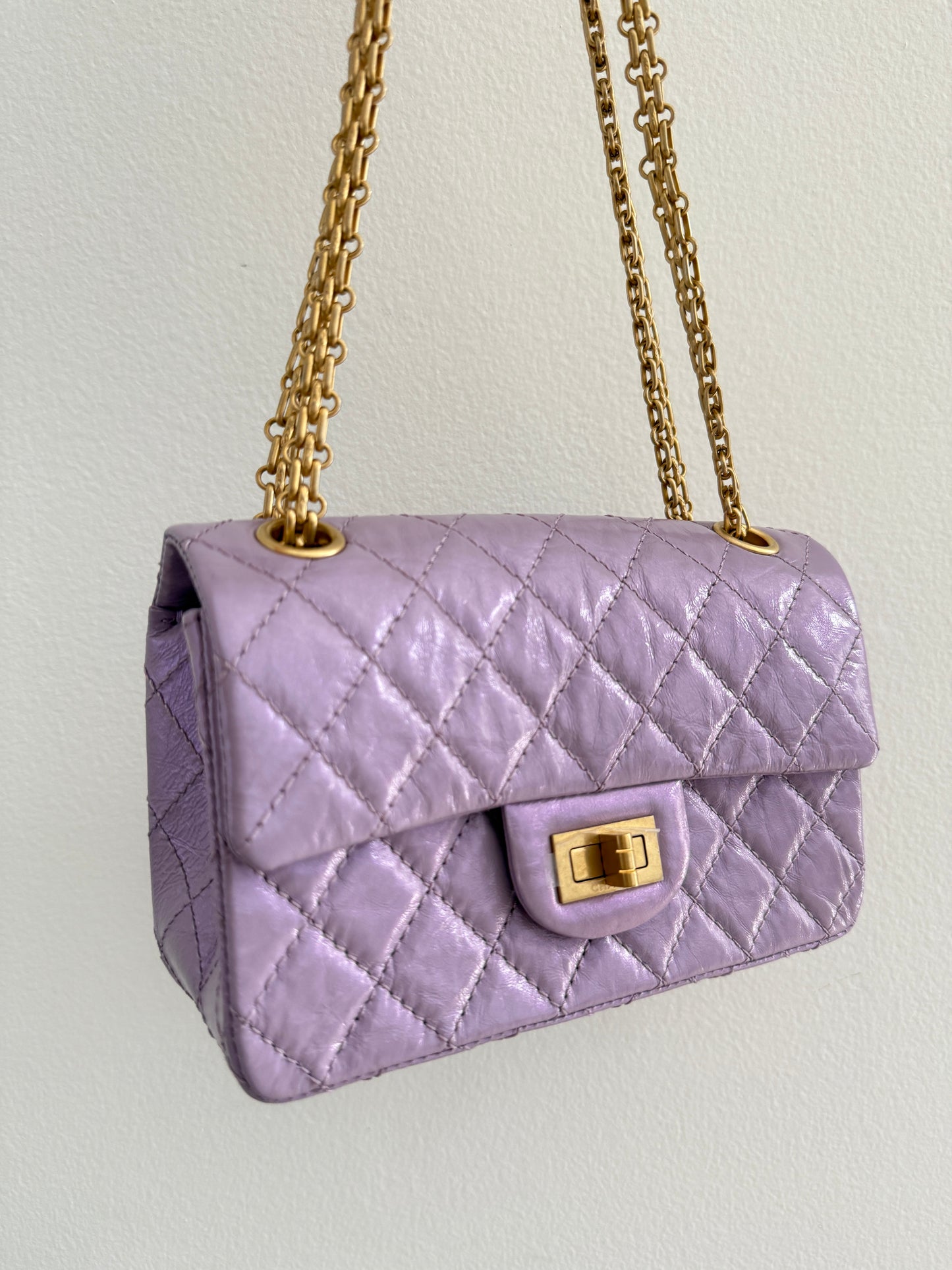 CHANEL MINI REISSUE 2.55 LAVENDER LILAC CALFSKIN LEATHER BAG GHW
