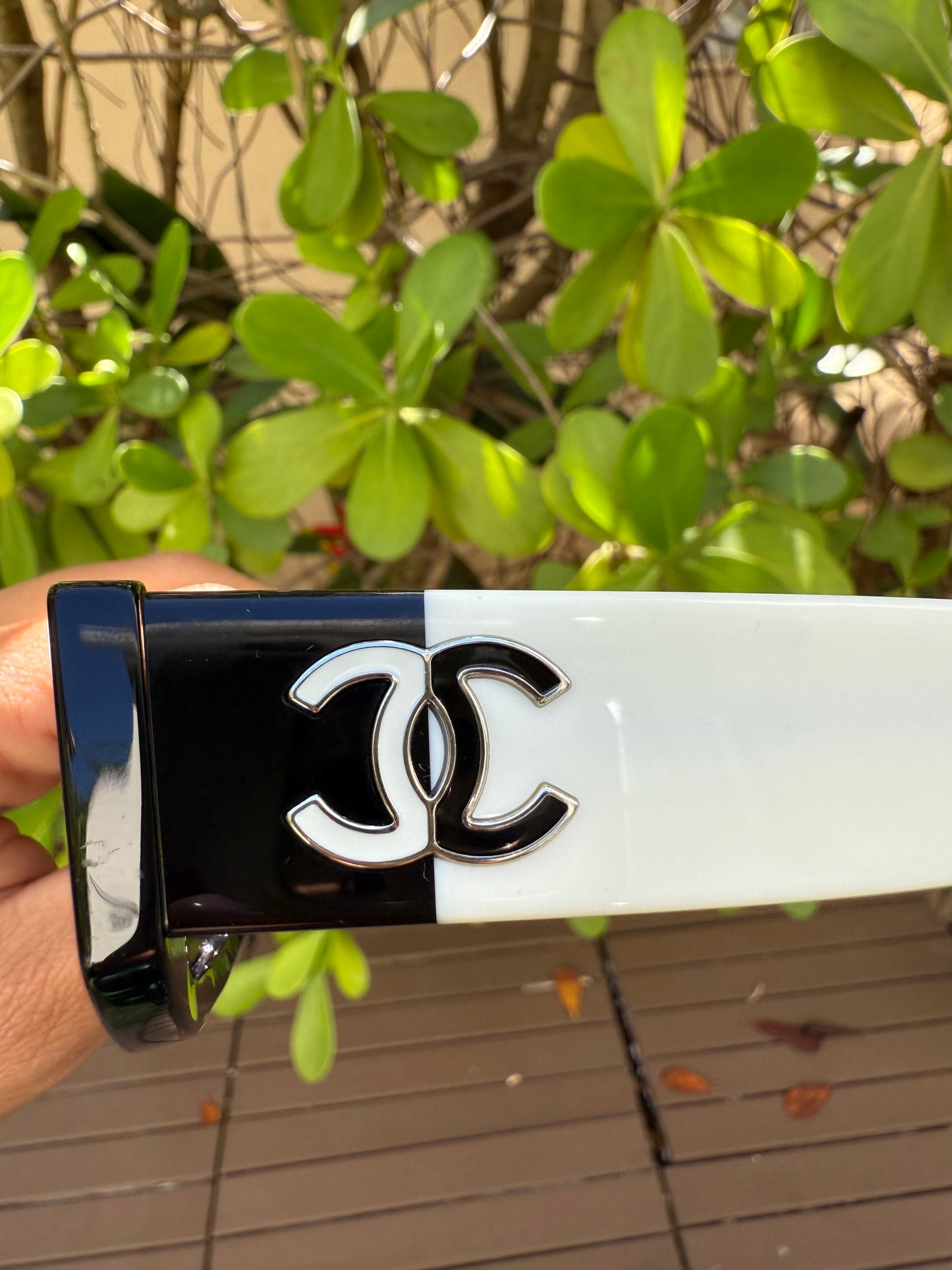 Chanel Polarized Rectangle Sunglasses Black White CC Logo CH5525 Acetate 52mm