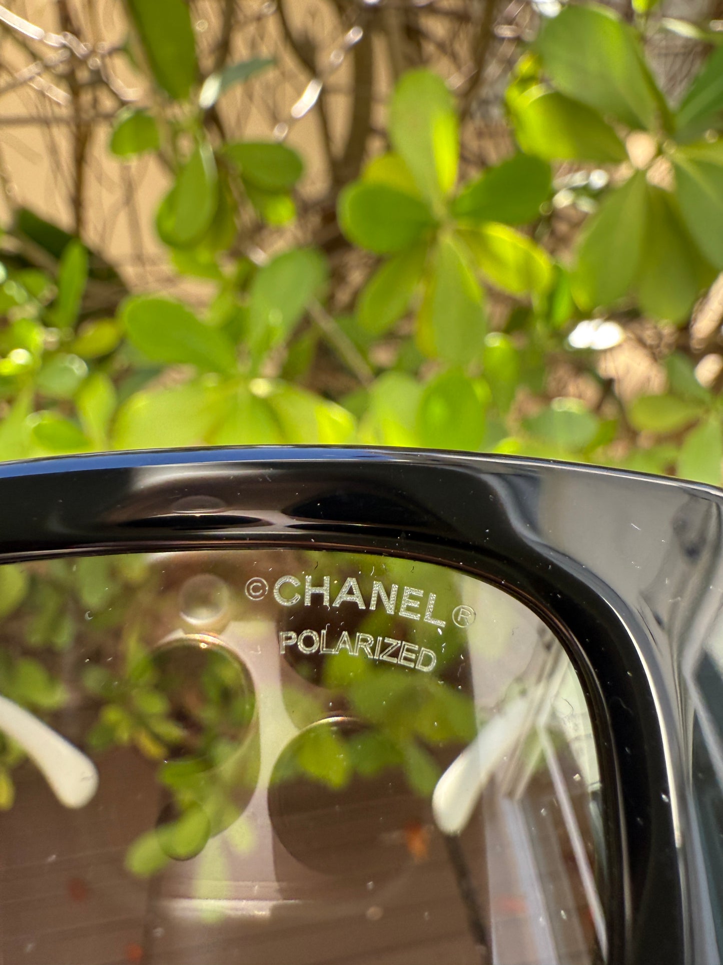 Chanel Polarized Rectangle Sunglasses Black White CC Logo CH5525 Acetate 52mm