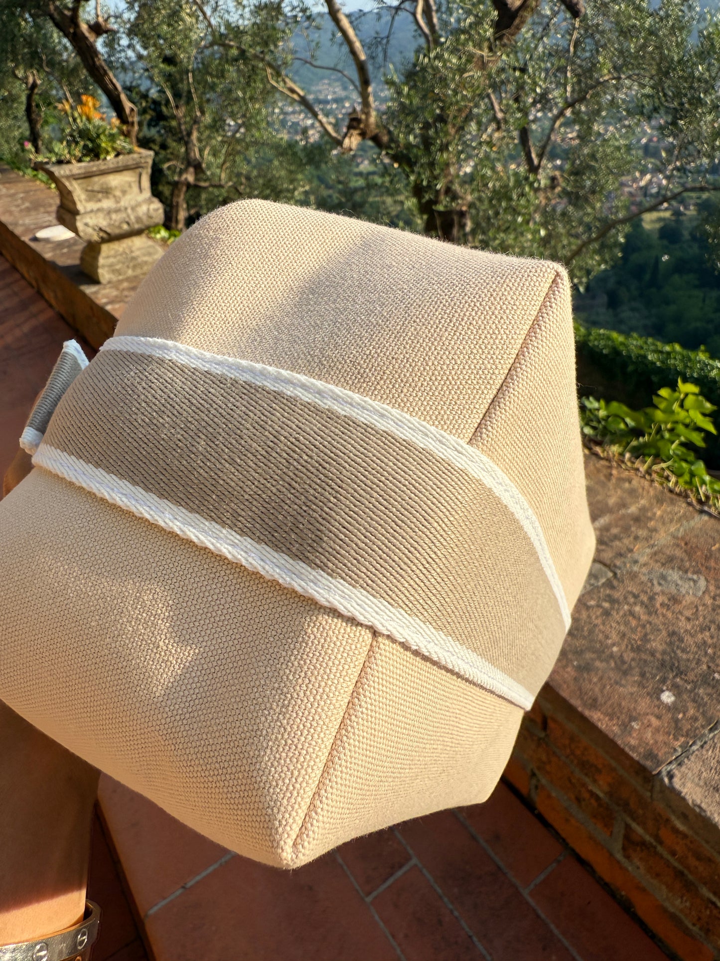 Hermes Bride a Brac Small PM Beige Taupe Naturel Canvas Beach Bag Make Up Pouch Travel Case