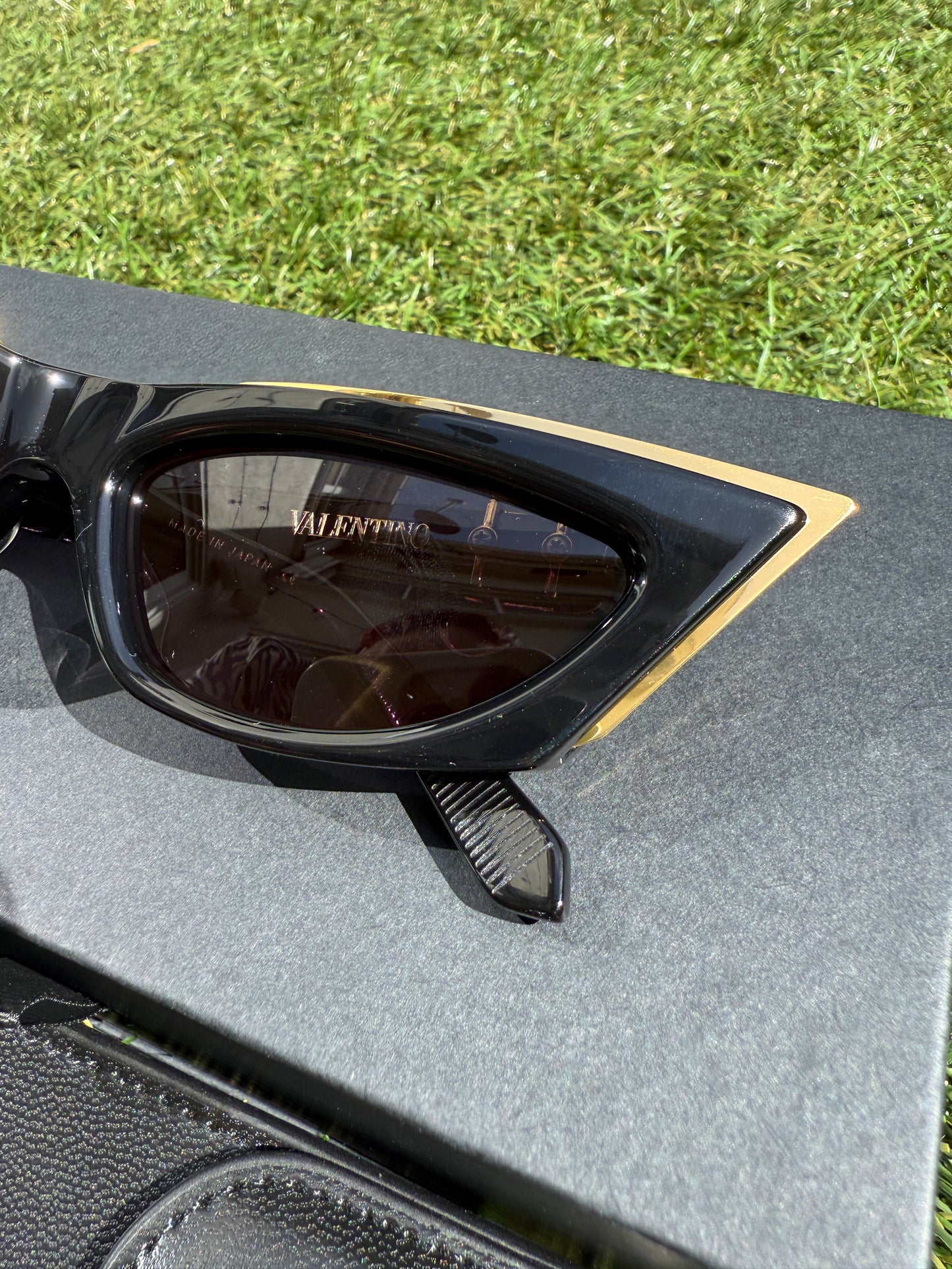 Valentino Garavani 5517 V-Goldcut I VLS 113A Gold Black Frame Acetate & Titanium Cat Eye Sunglasses
