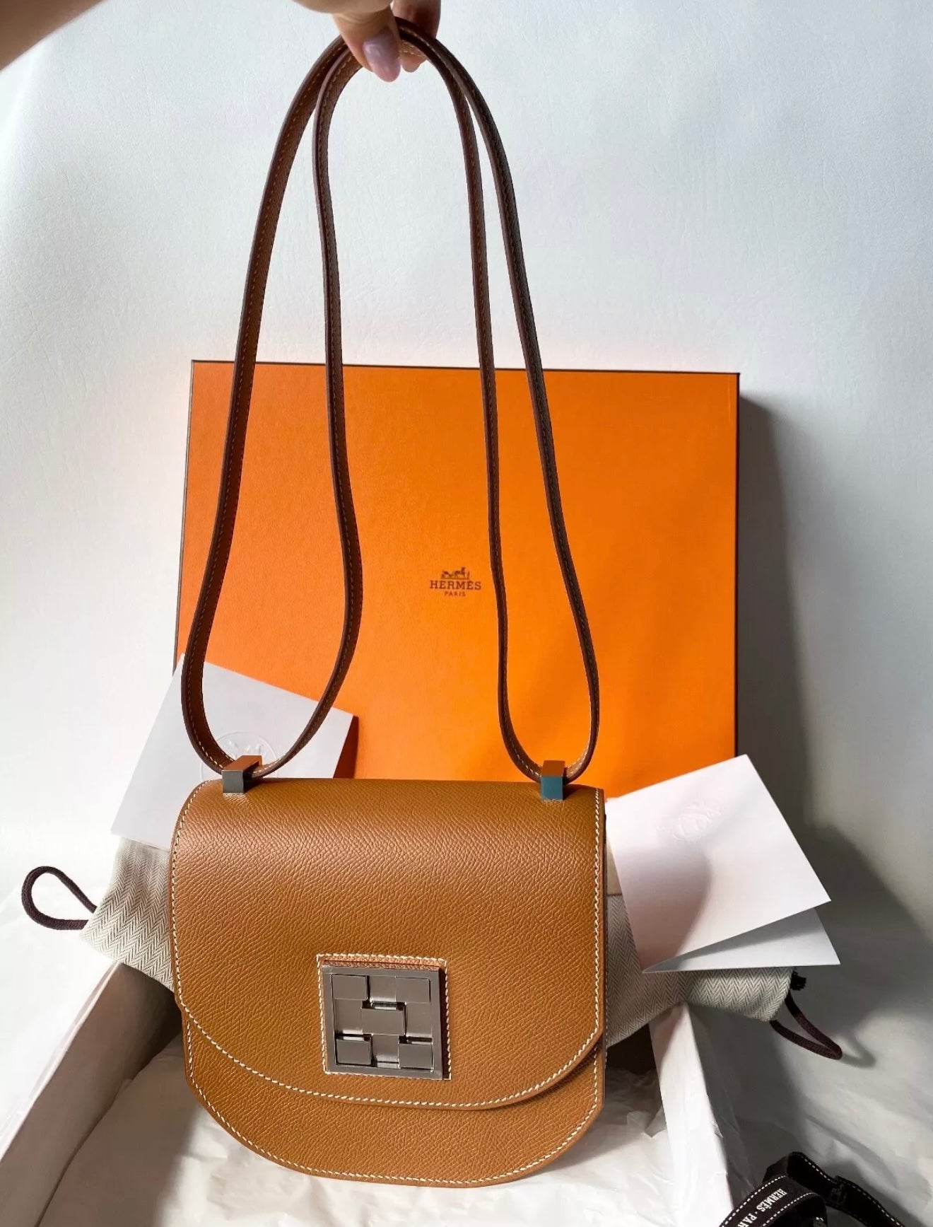 HERMES Mosaique Gold Epsom Leather Mini Bag 18 MINI SIZE PHW