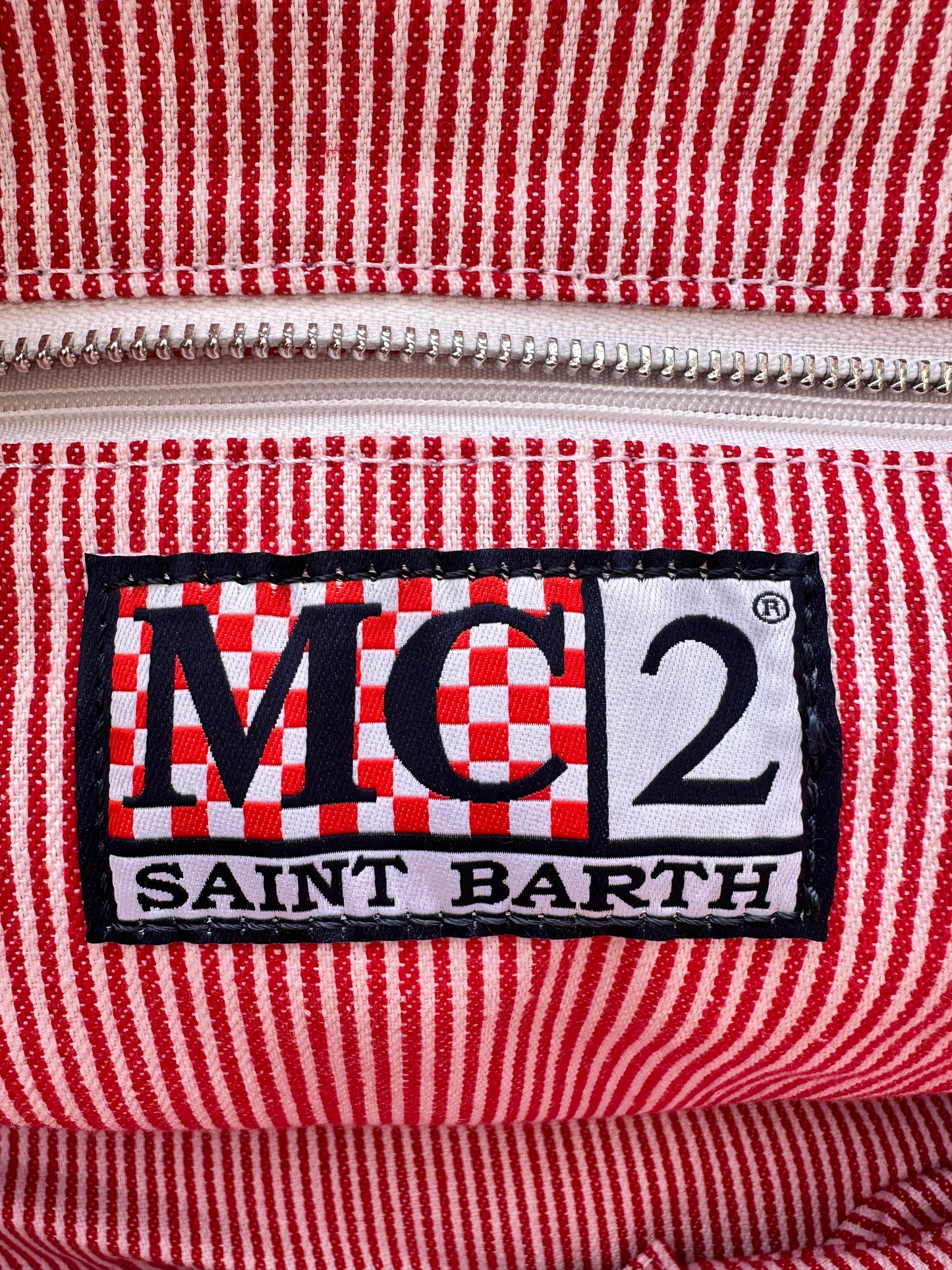 MC2 Saint Barth Vanity Terry Embossed Green Fuchsia Pink Beach Tote Bag