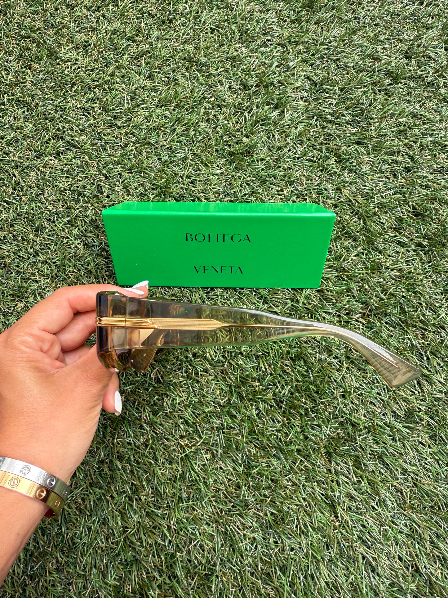 Bottega Veneta BV1144S 003 51 mm Oval Cat Eye Brown Bronze Sunglasses