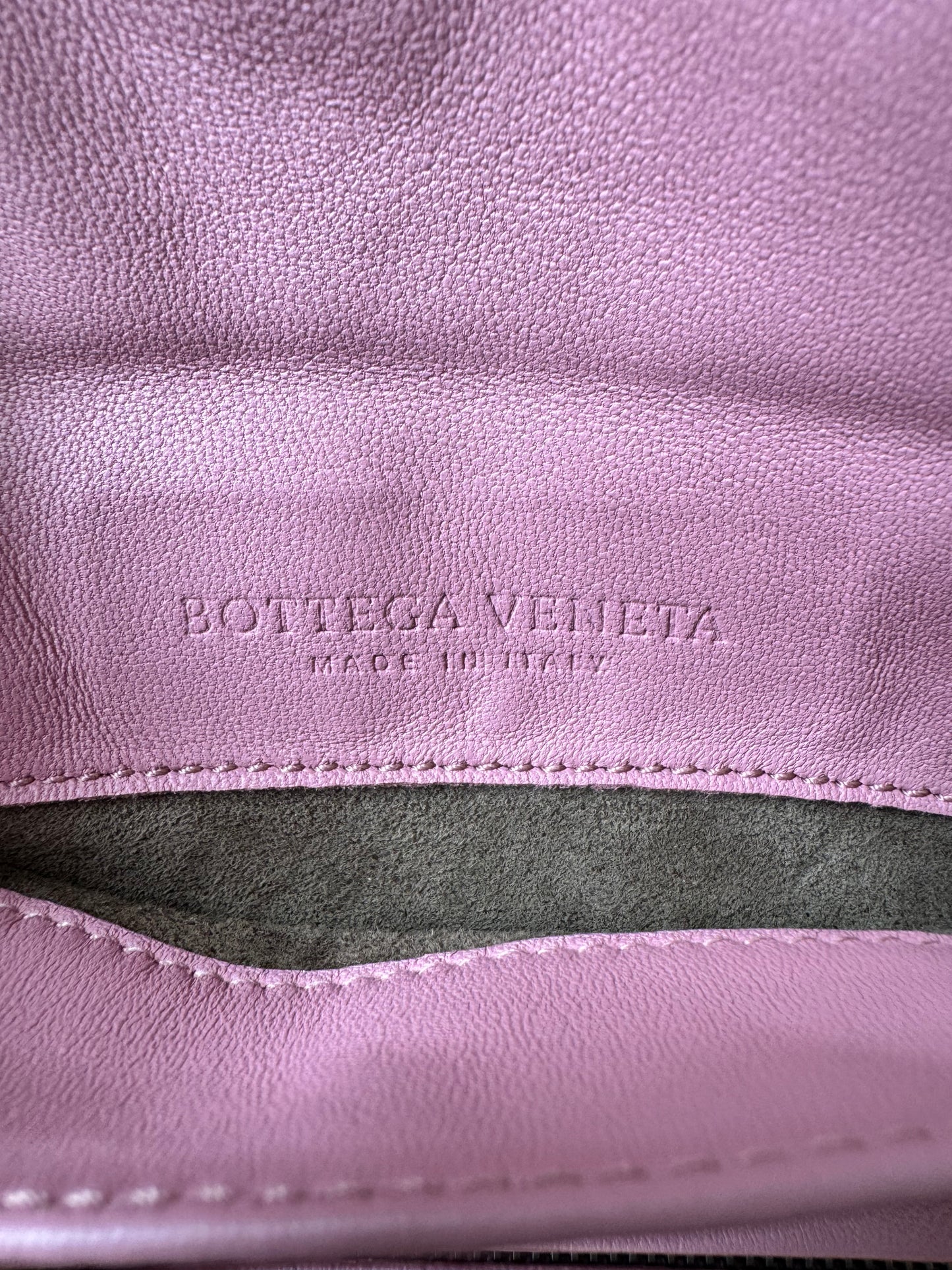 BOTTEGA VENETA INTRECCIATO MINI LEATHER CROSS-BODY BAG IN DUSTY PINK PRE-OWNED