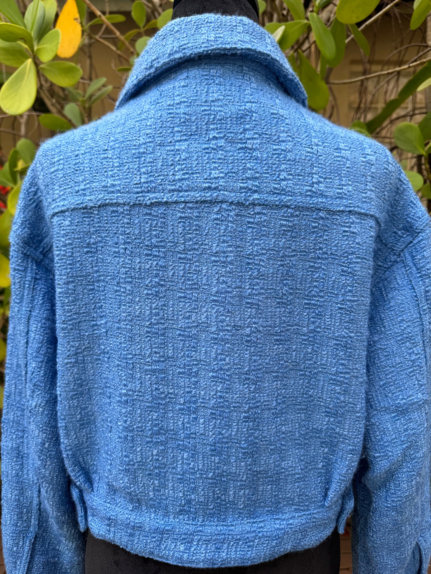 BLANKNYC Blank NYC Bright Blue Tweed Cropped Jacket Pockets