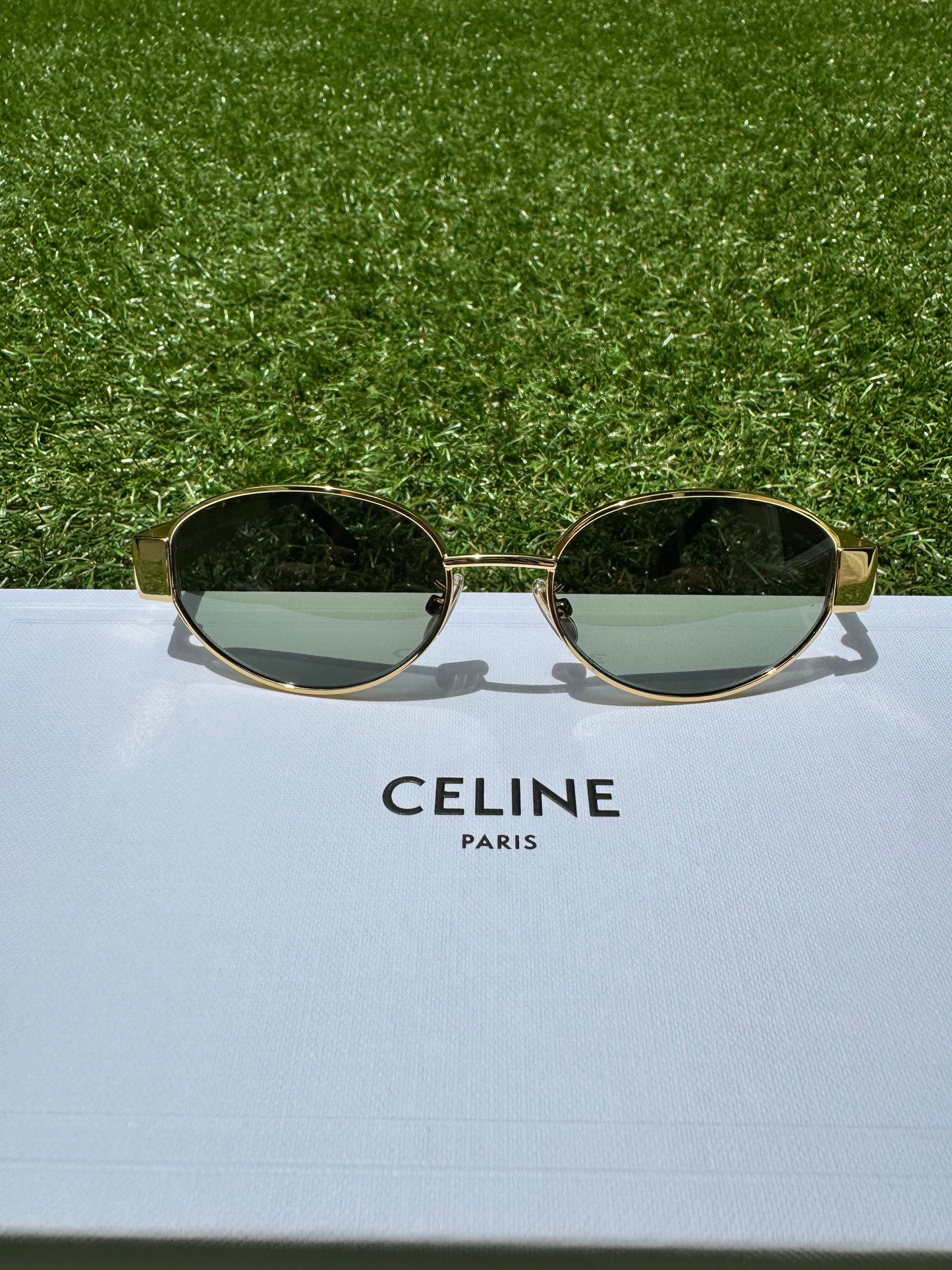 Celine Triomphe 01 Oval-frame gold-tone and tortoiseshell acetate Sunglasses CL40235U