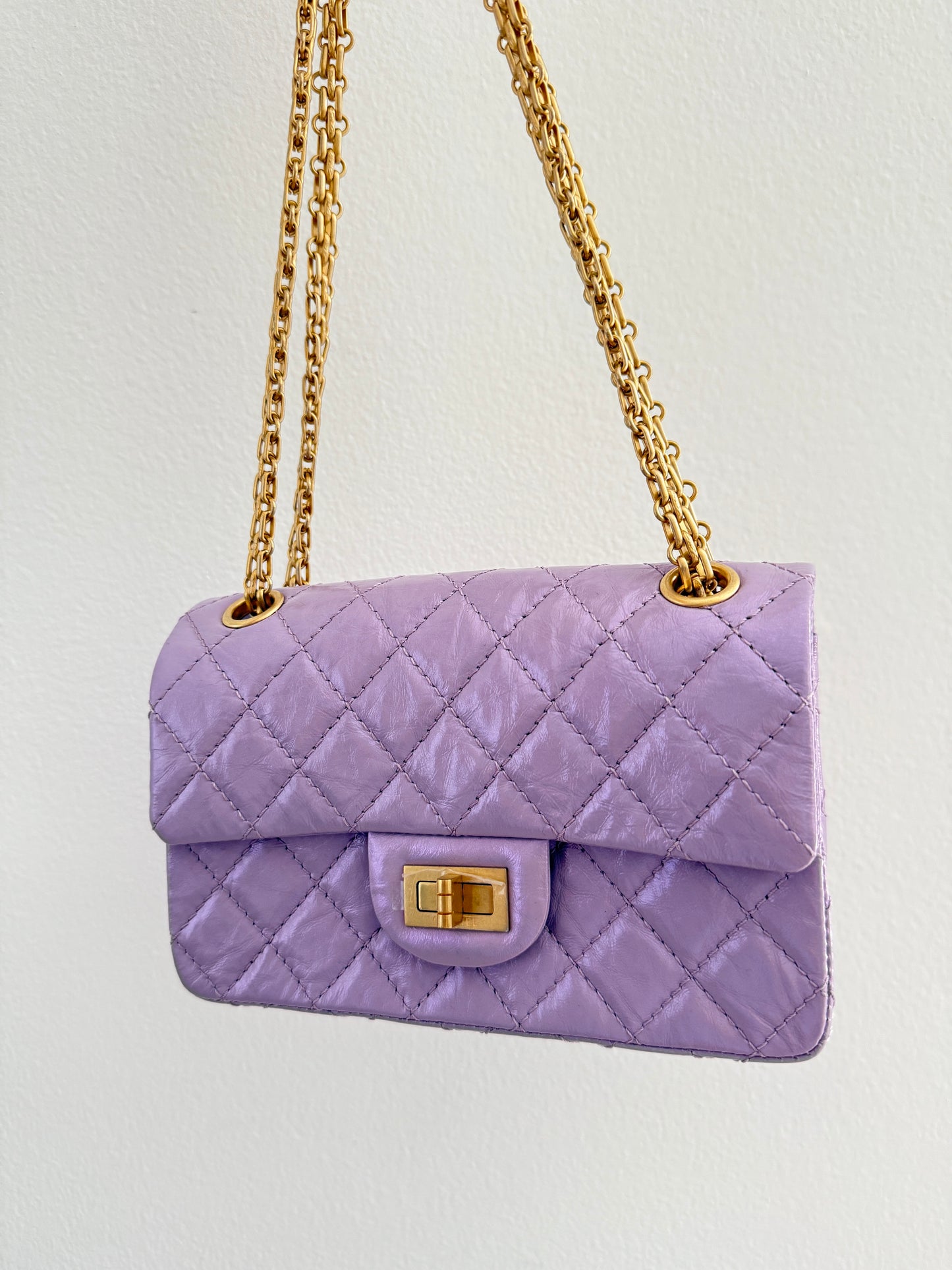 CHANEL MINI REISSUE 2.55 LAVENDER LILAC CALFSKIN LEATHER BAG GHW