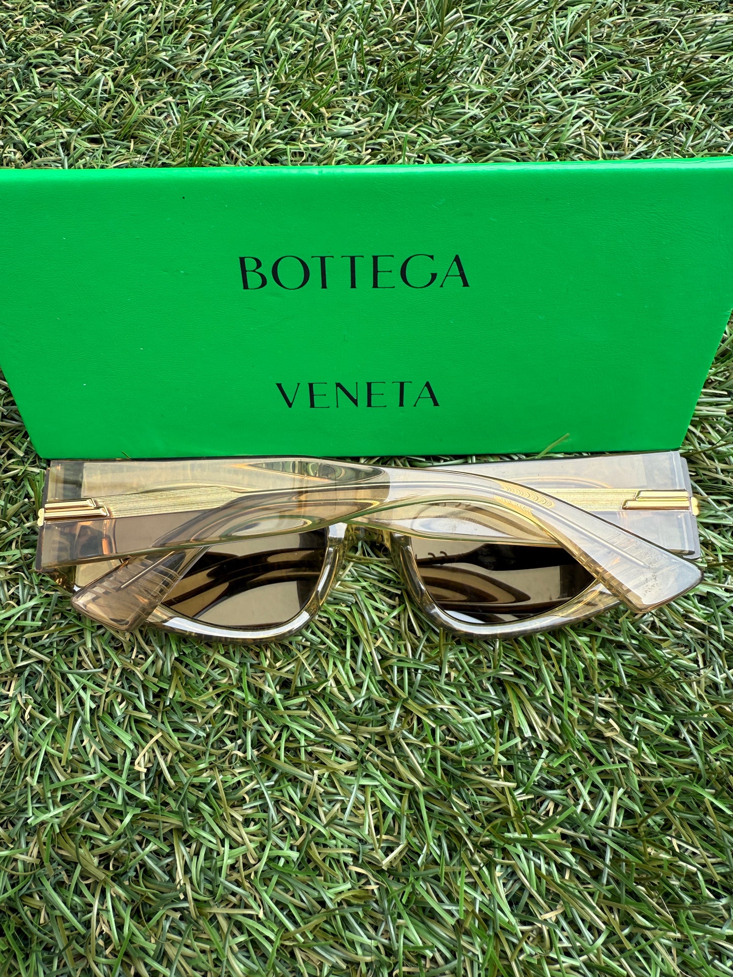 Bottega Veneta BV1144S 003 51 mm Oval Cat Eye Brown Bronze Sunglasses
