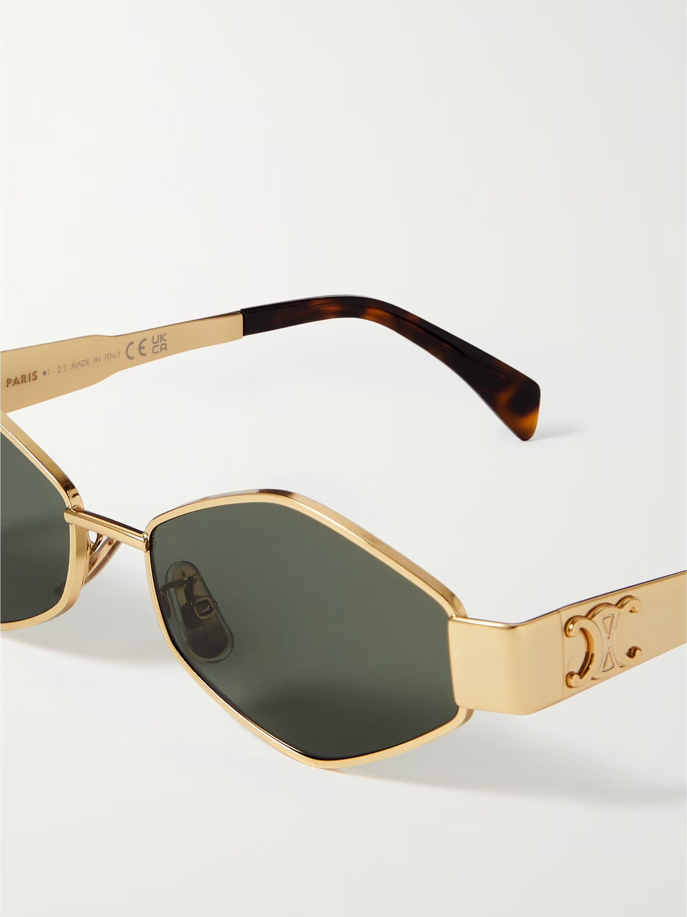 Celine TRIOMPHE 01 Metal Losange CL40254U Gold Green Sunglasses