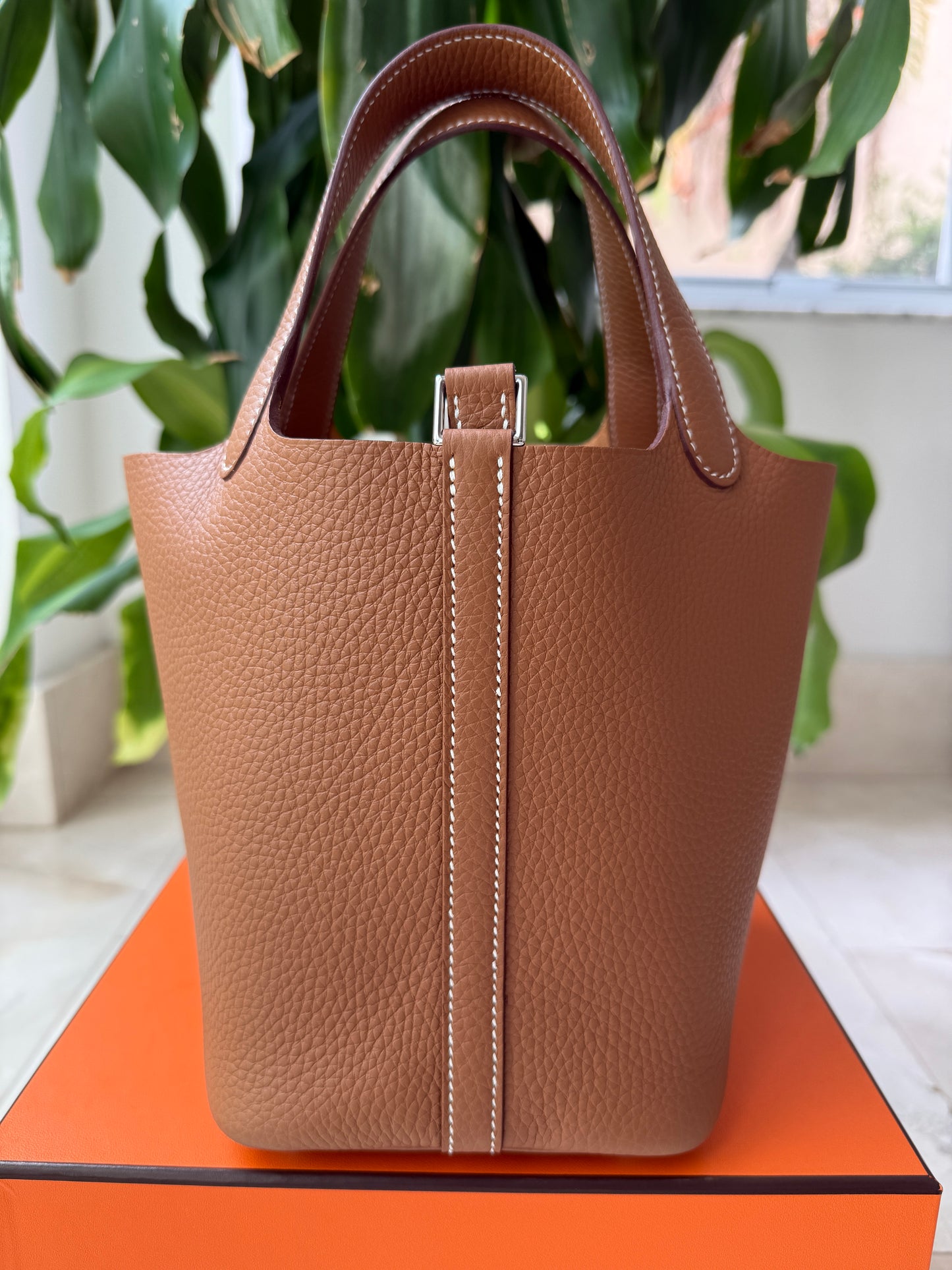 Hermès Picotin Lock 18 Gold Brown Clemence Palladium Hardware Bag Handbag
