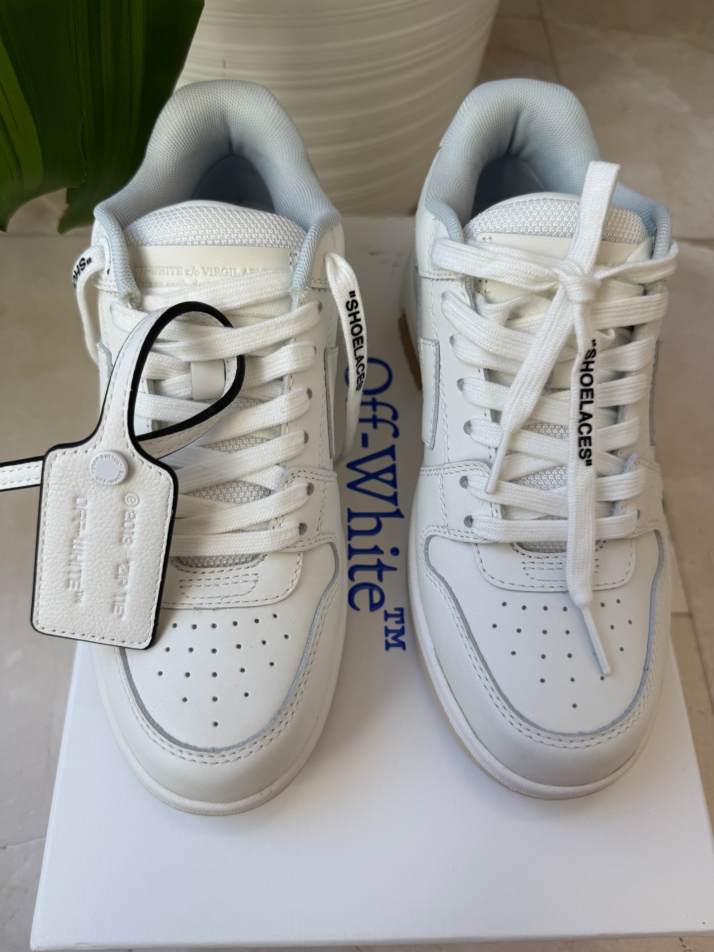 Off-White Out Of Office Arrow Calfskin White Black Lace Up Sneakers