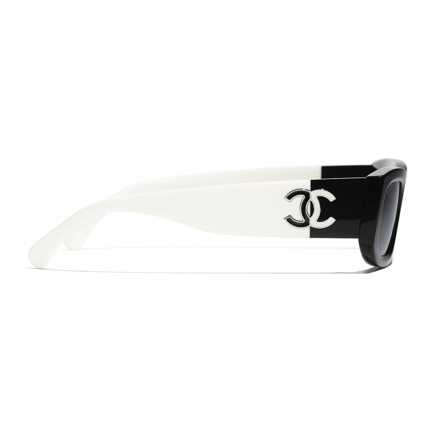 Chanel Polarized Rectangle Sunglasses Black White CC Logo CH5525 Acetate 52mm