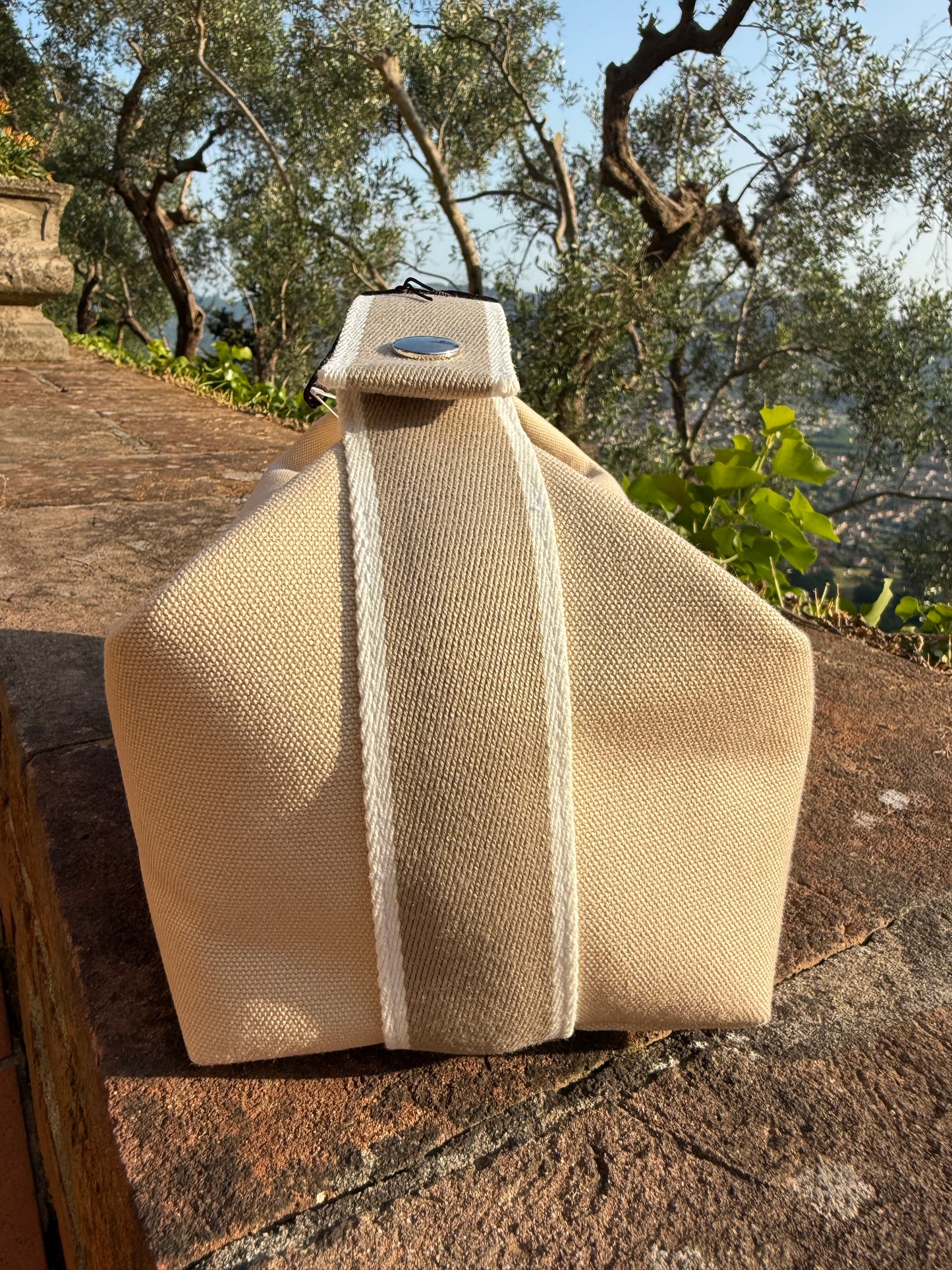 Hermes Bride a Brac Small PM Beige Taupe Naturel Canvas Beach Bag Make Up Pouch Travel Case