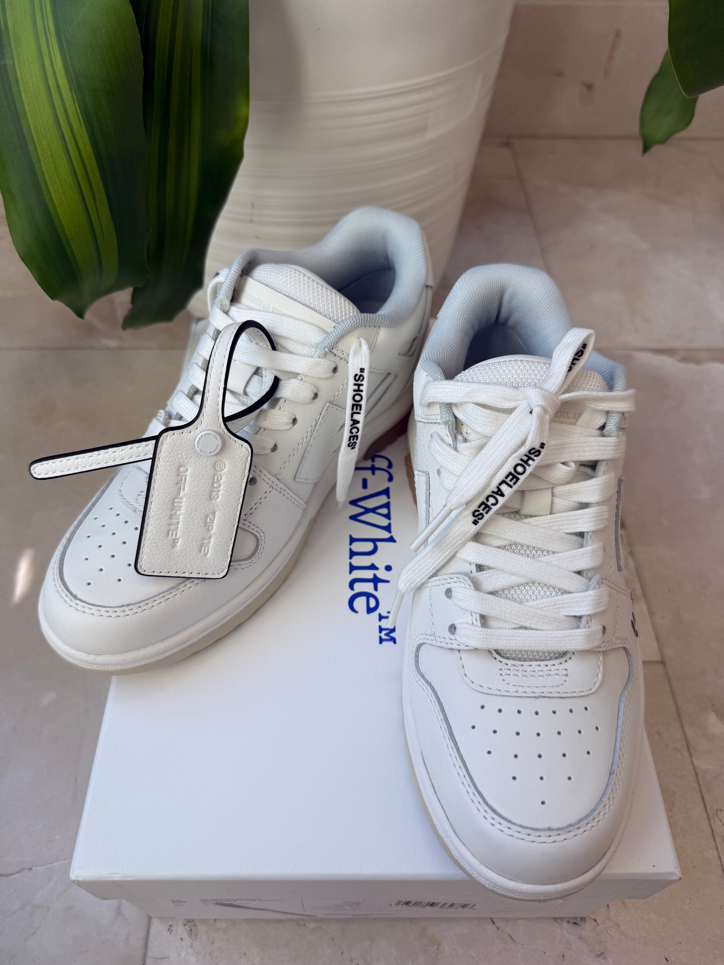 Off-White Out Of Office Arrow Calfskin White Black Lace Up Sneakers