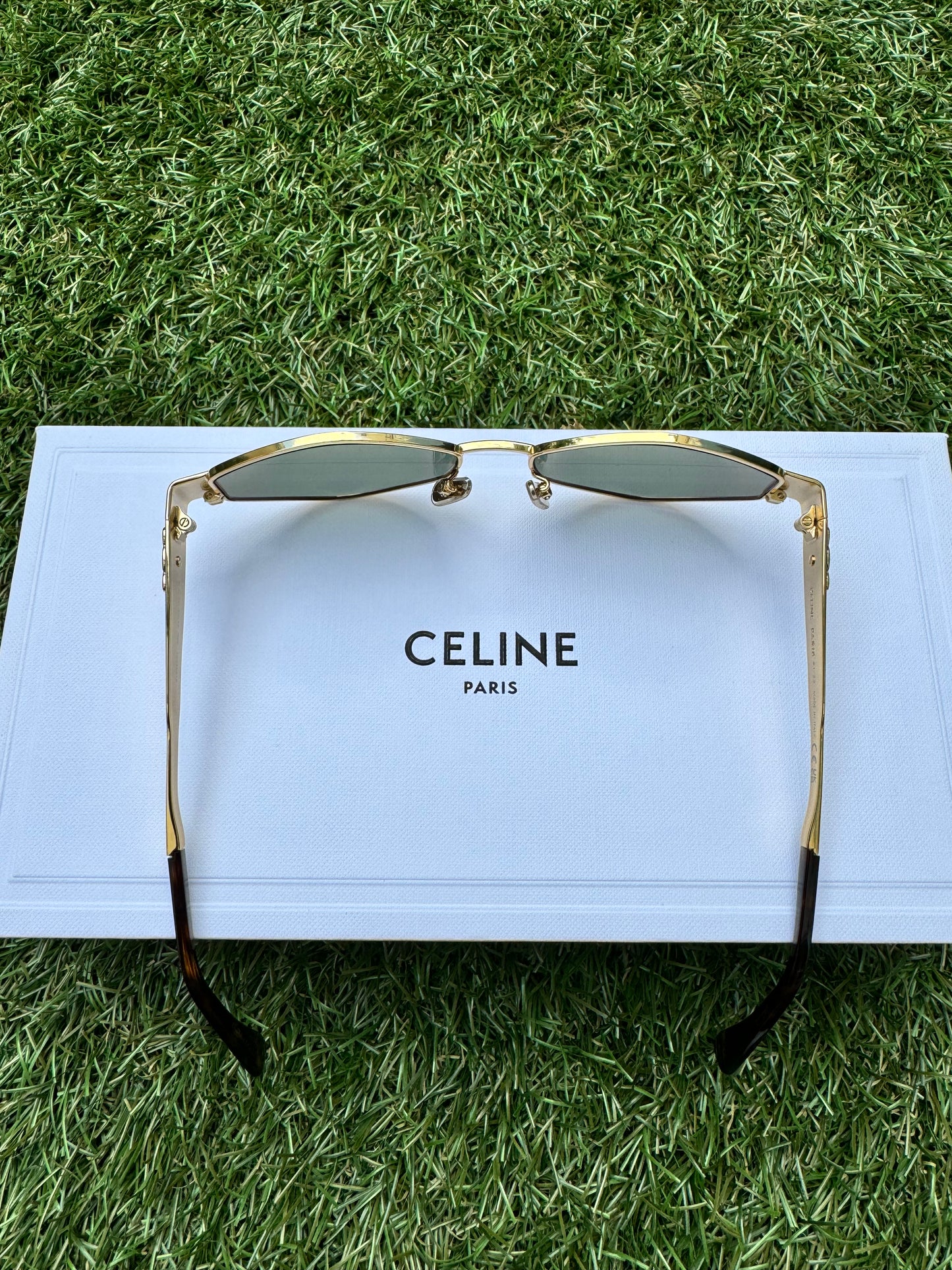 Celine TRIOMPHE 01 Metal Losange CL40254U Gold Green Sunglasses