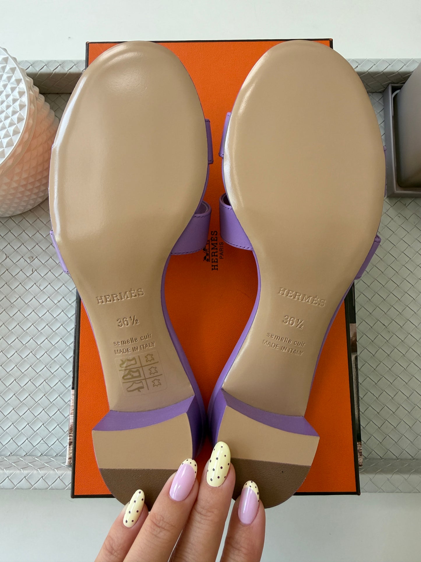 HERMES H OASIS VIOLET PARME SANDALS MULE FLIP FLOPS SHOES SLIDES
