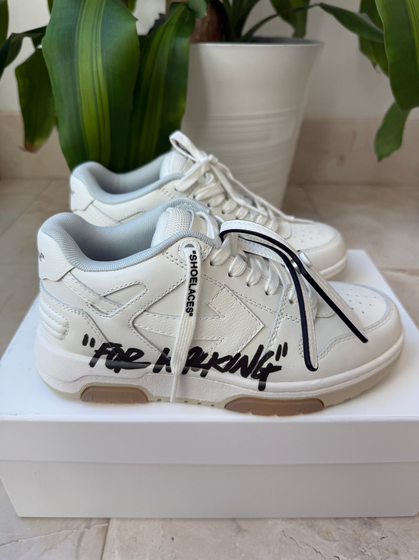 Off-White Out Of Office Arrow Calfskin White Black Lace Up Sneakers