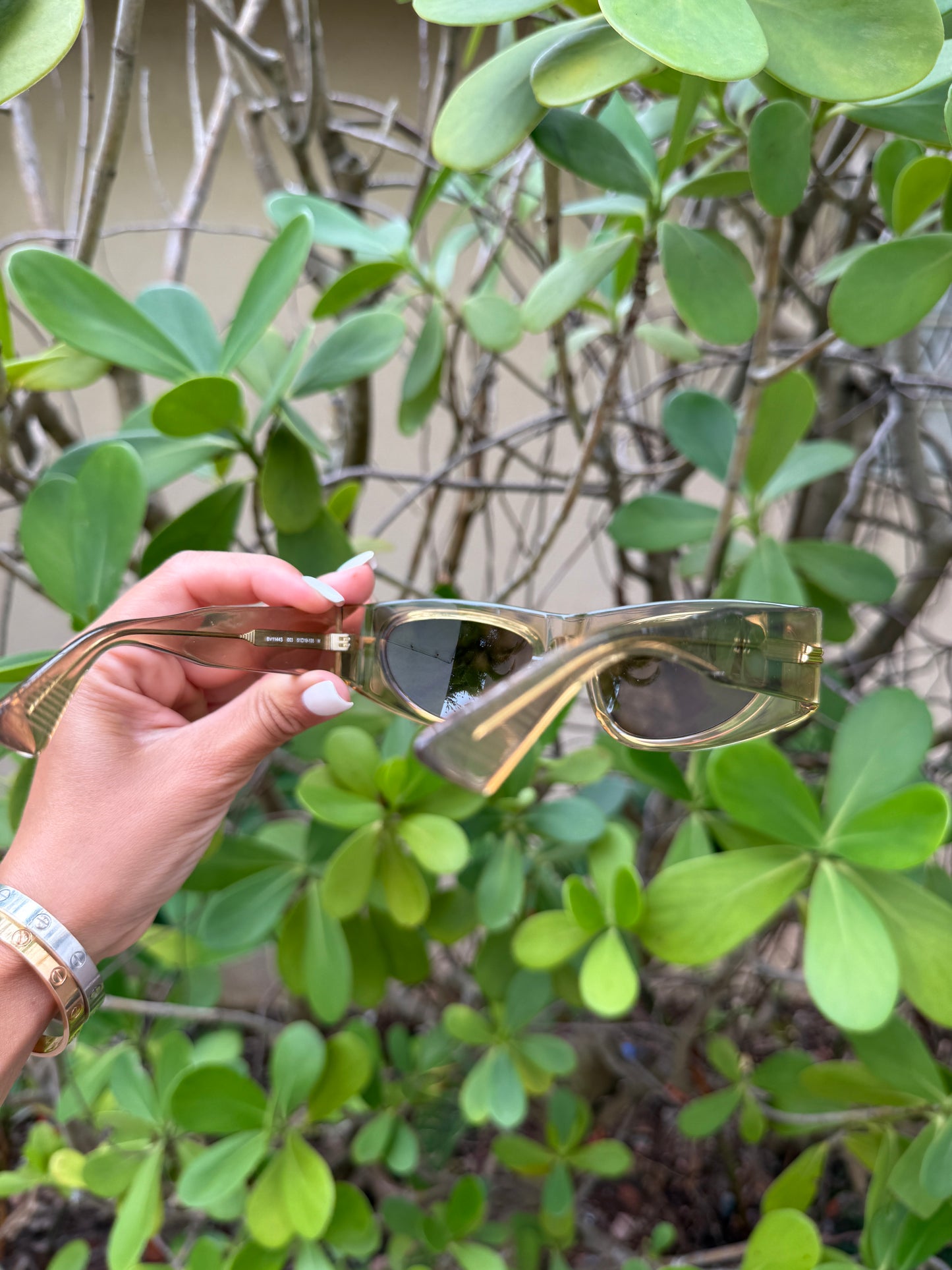 Bottega Veneta BV1144S 003 51 mm Oval Cat Eye Brown Bronze Sunglasses