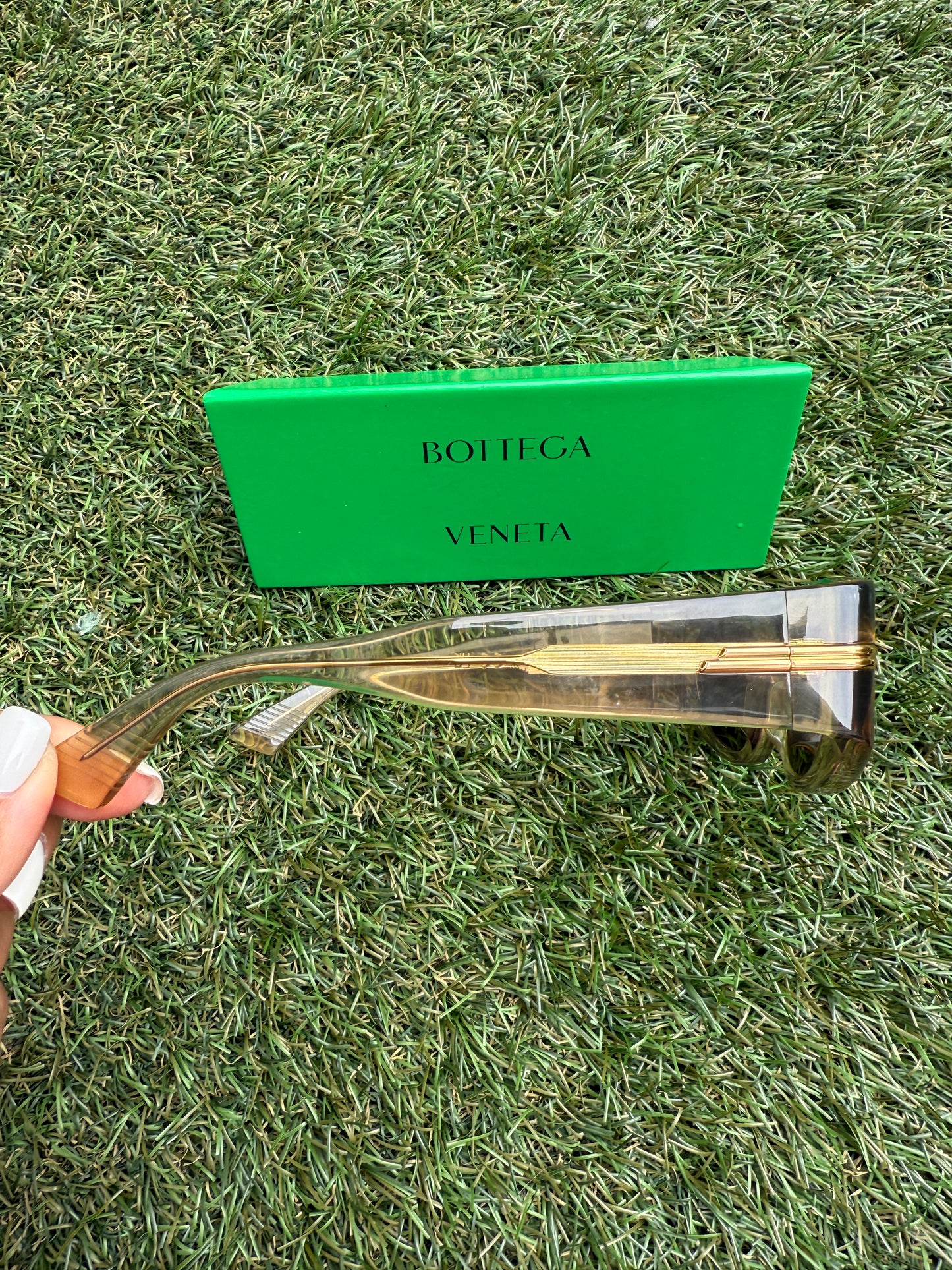 Bottega Veneta BV1144S 003 51 mm Oval Cat Eye Brown Bronze Sunglasses
