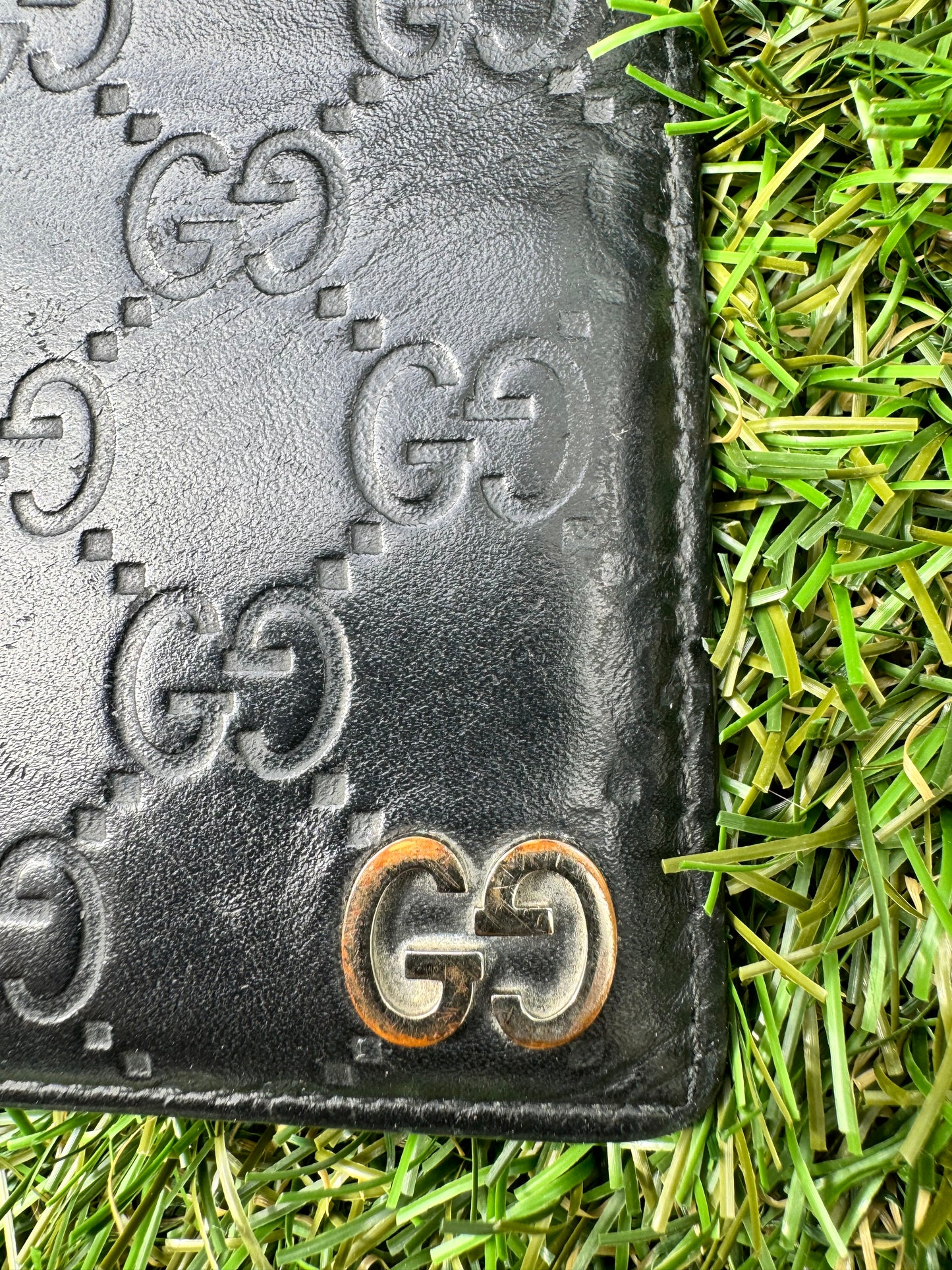 Gucci GG Supreme Logo Signature Bi-Fold Folding Black Men’s Leather Wallet Pre-Owned